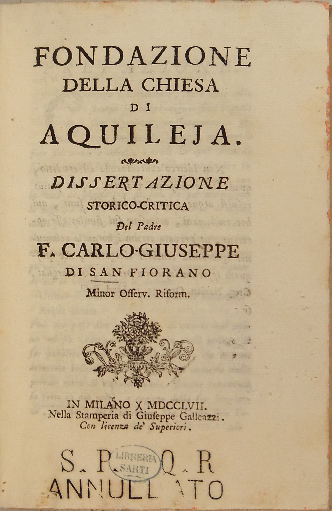 Fondazione della Chiesa di Aquileja. Dissertazione