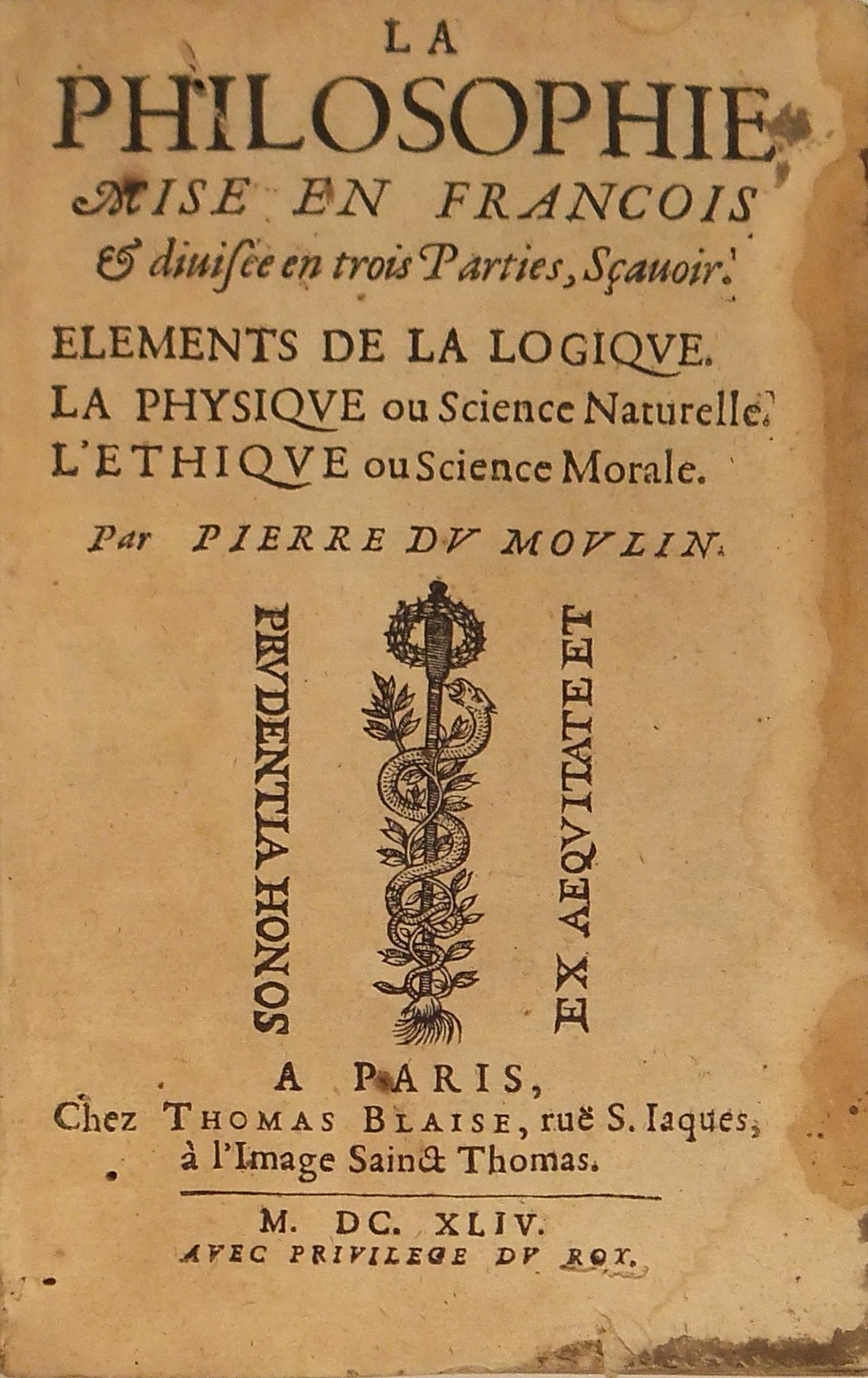 La philosophie mise en François et divisee en troi