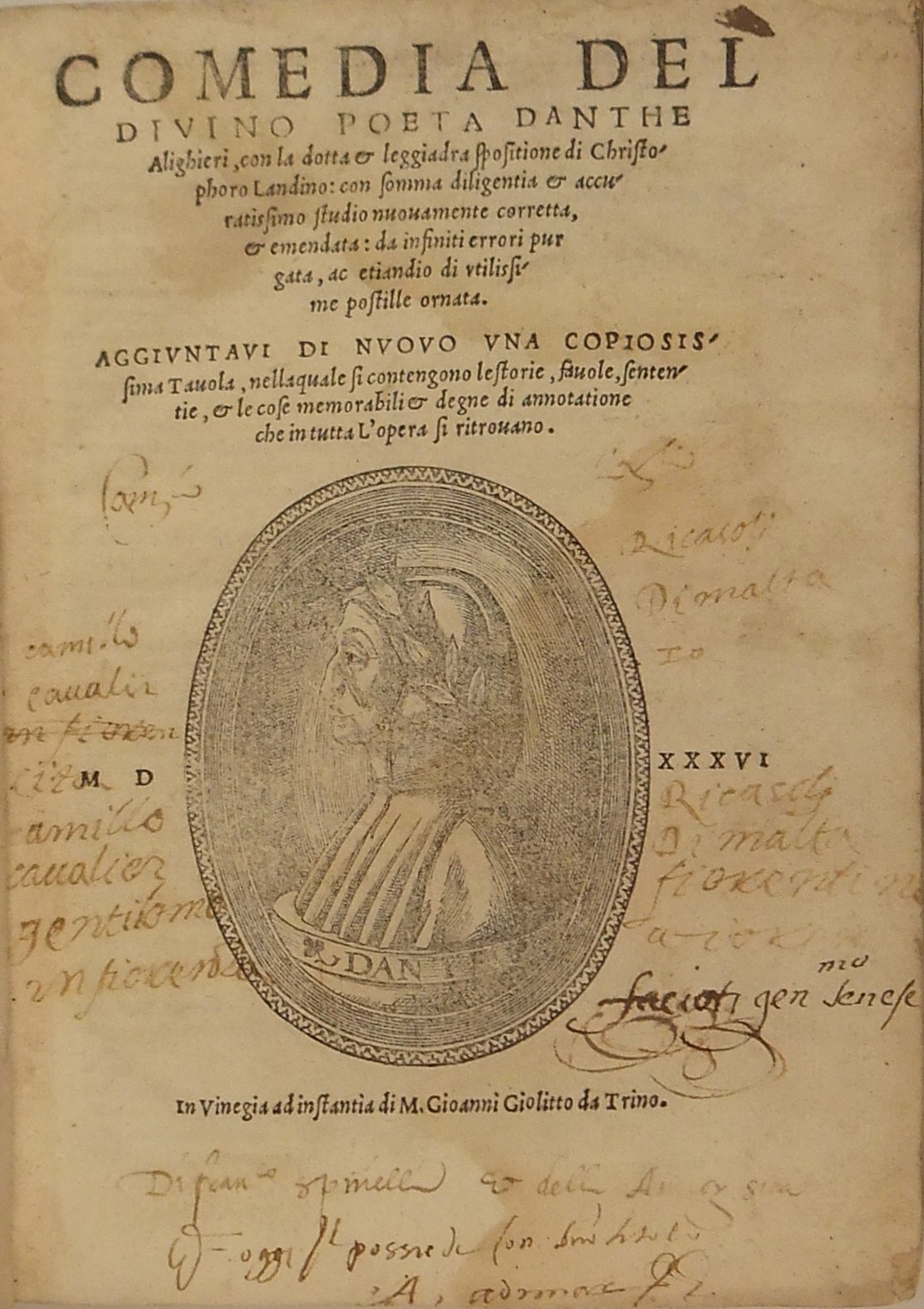 Comedia del divino poeta Danthe Alighieri con la d