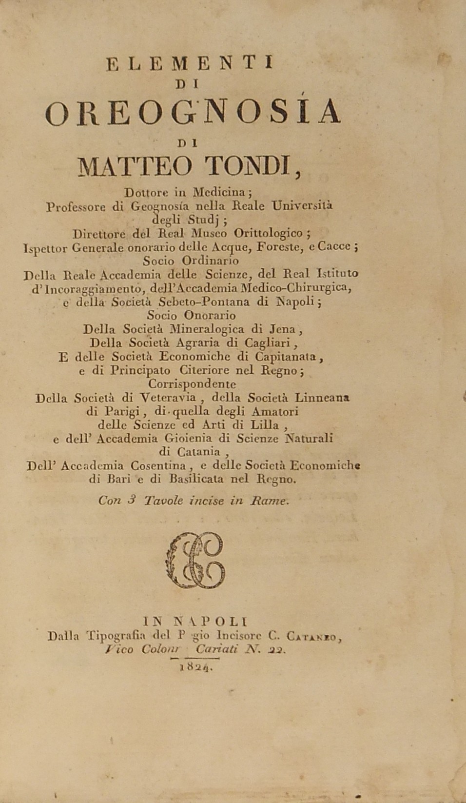 Elementi di oreognosia. Con tre tavole incise in r