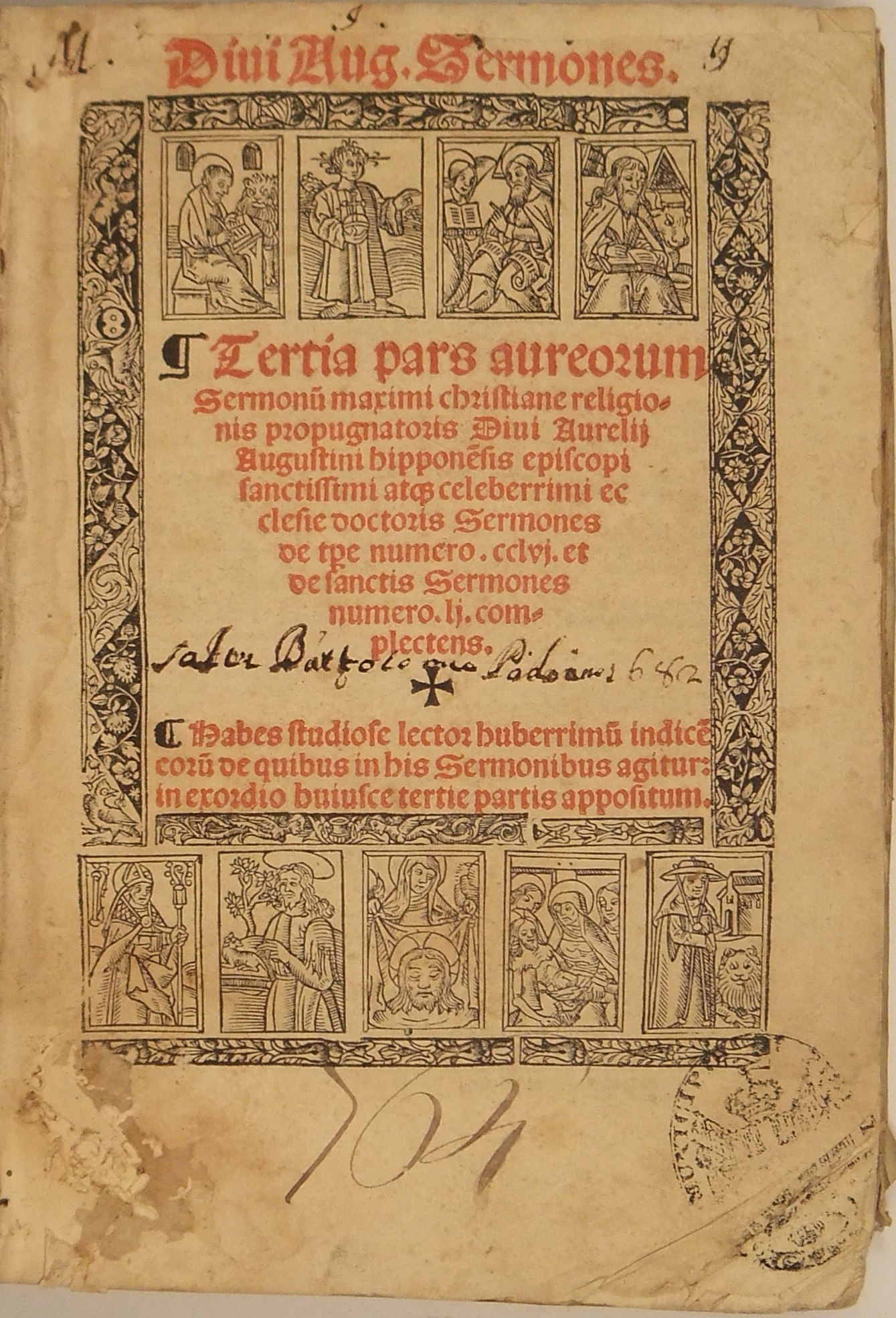 Divi Aug. Sermones. Tertia pars aureorum Sermonum