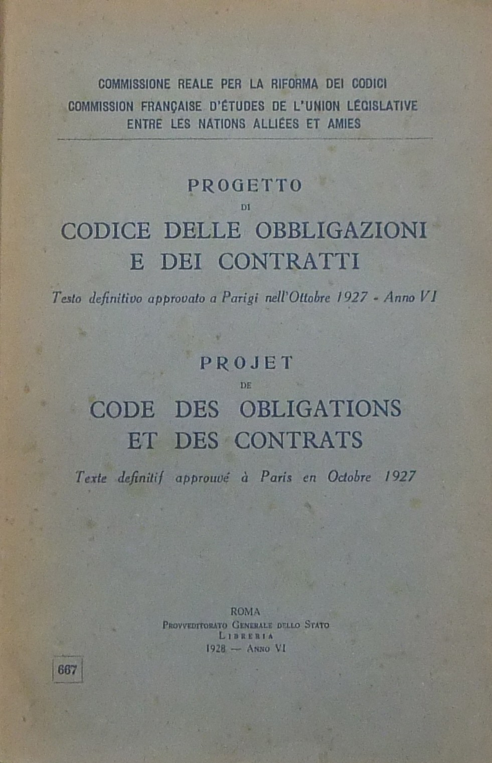 Progetto di Codice delle obbligazioni e dei contra