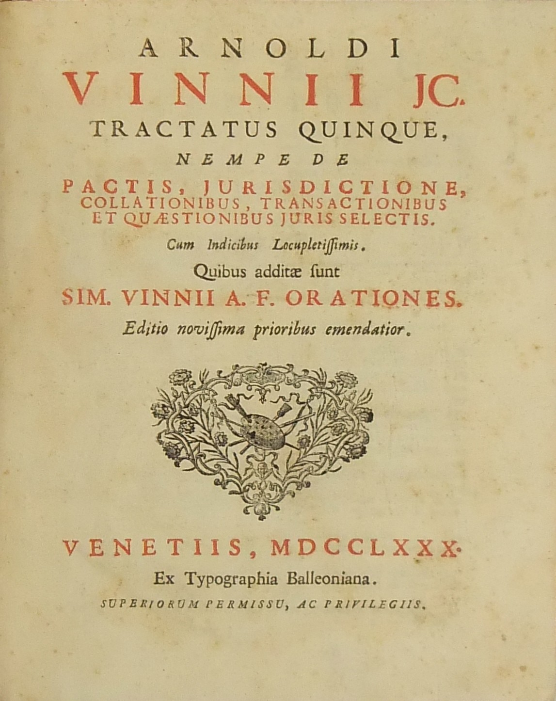 Arnoldi Vinnii JC. Tractatus quinque nempe de Pact