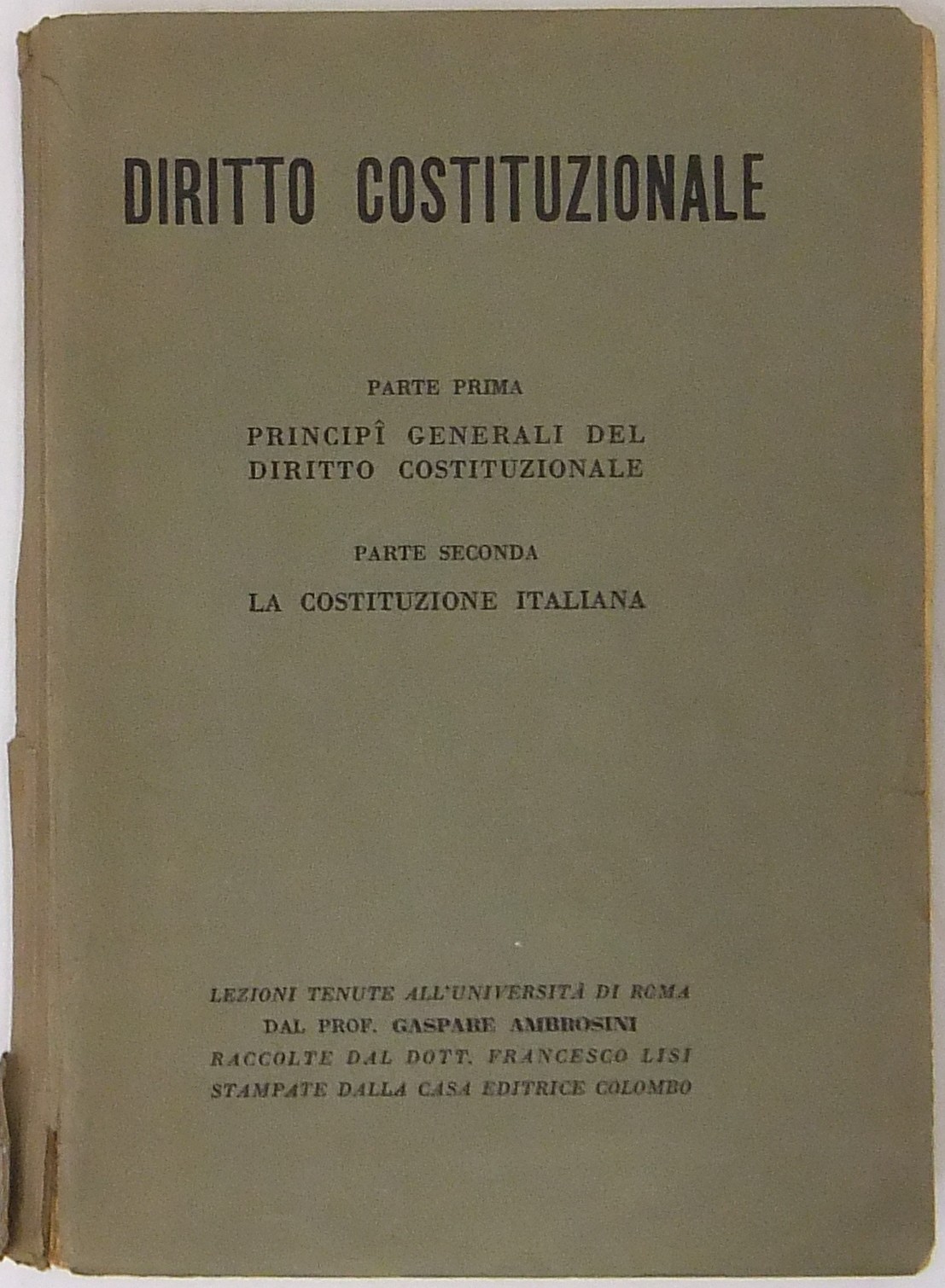 Diritto costituzionale. Parte I - Principi general
