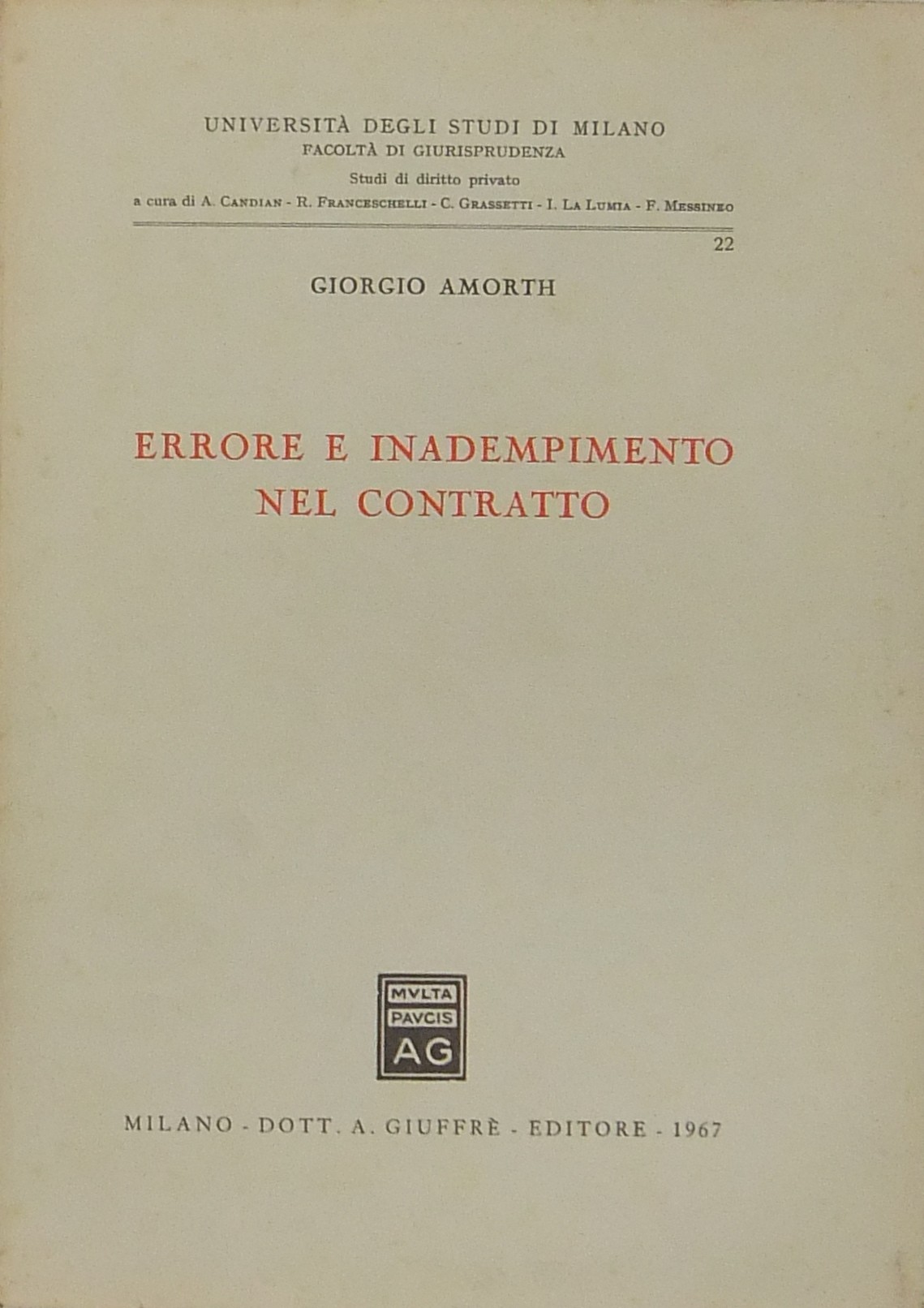 Errore e inadempimento nel contratto