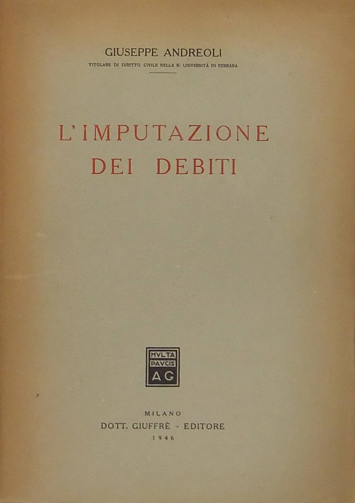 L'imputazione dei debiti