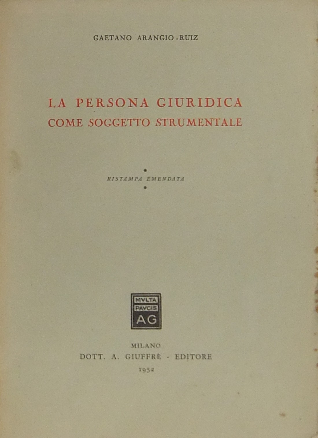 La persona giuridica come soggetto strumentale