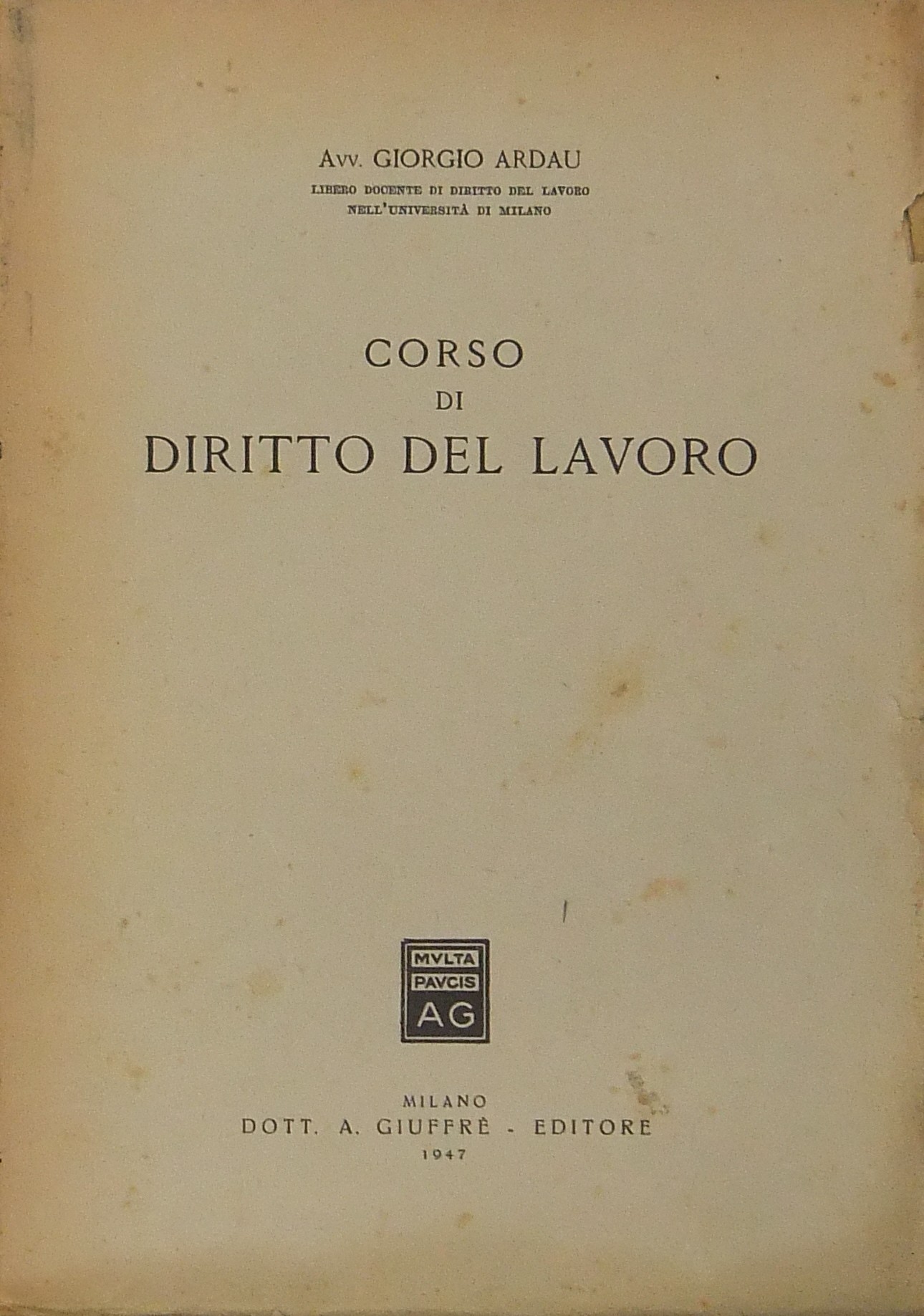 Corso di diritto del lavoro