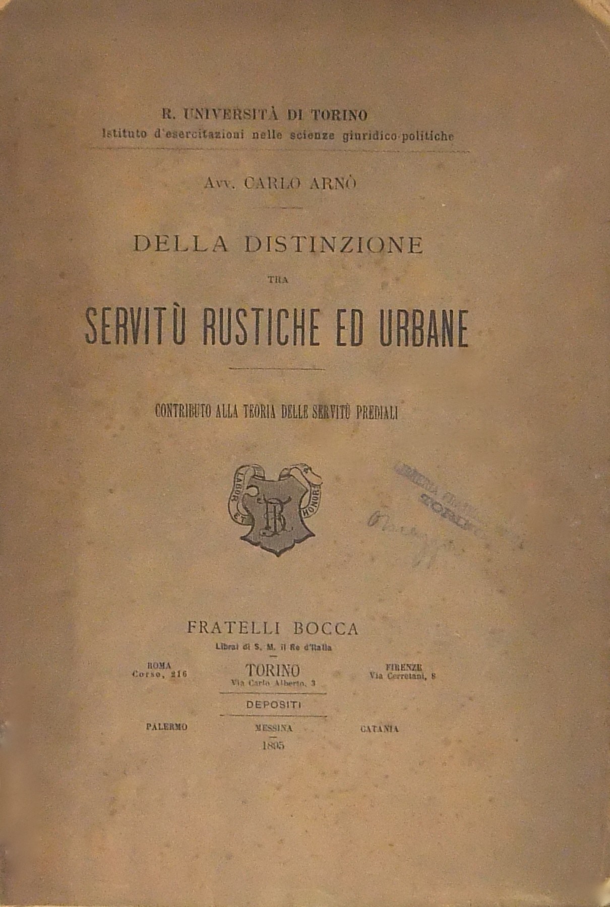 Della distinzione tra servitù rustiche ed urbane.