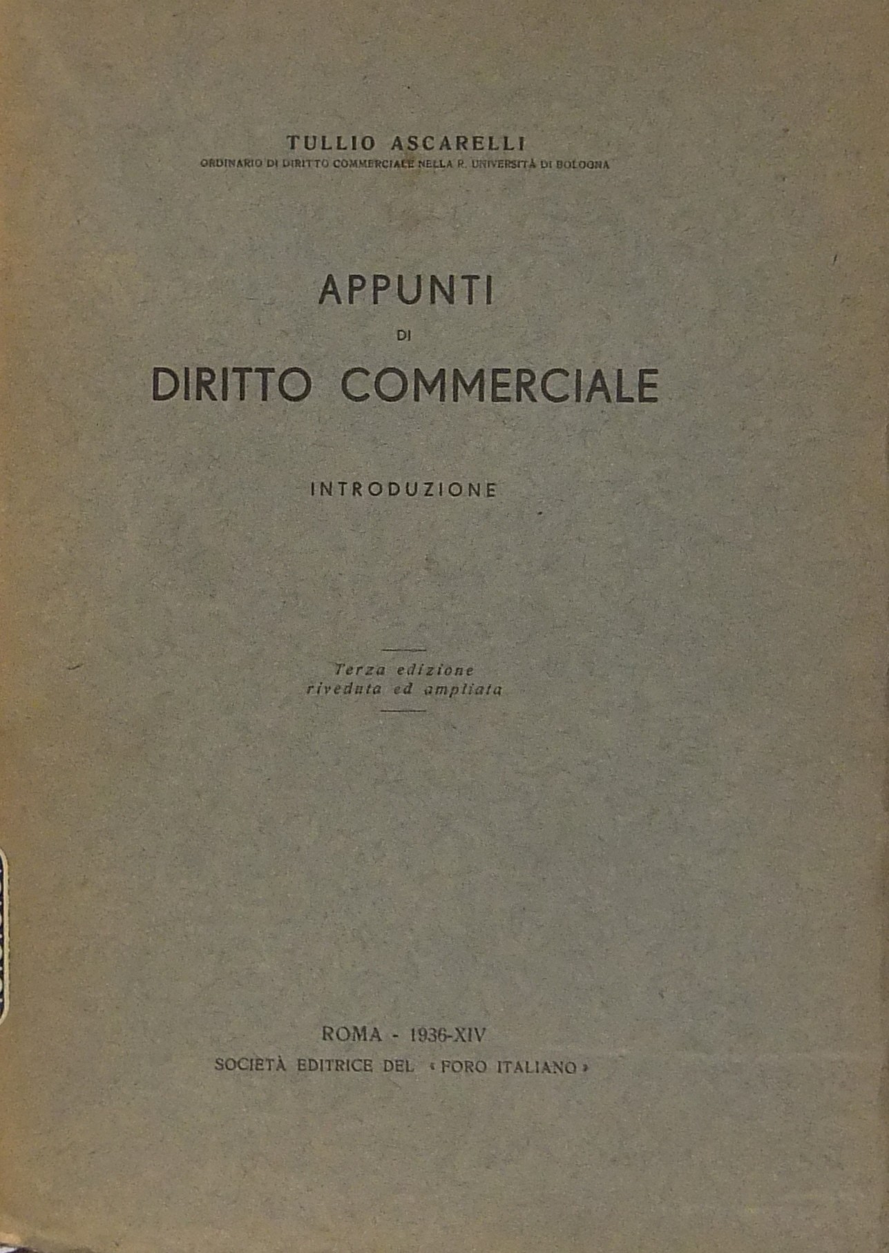 Appunti di diritto commerciale. Introduzione