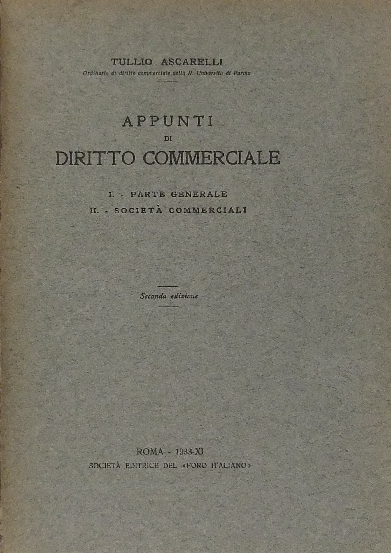 Appunti di diritto commerciale. I - Parte generale