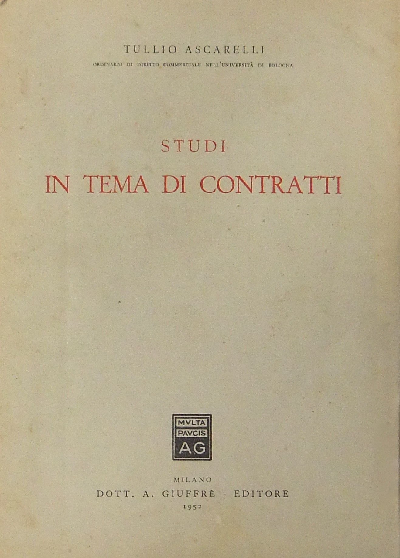 Studi in tema di contratti