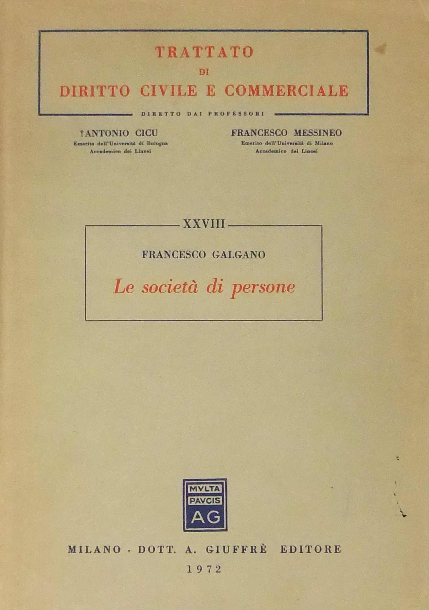 Le società di persone. Società in genere. Società
