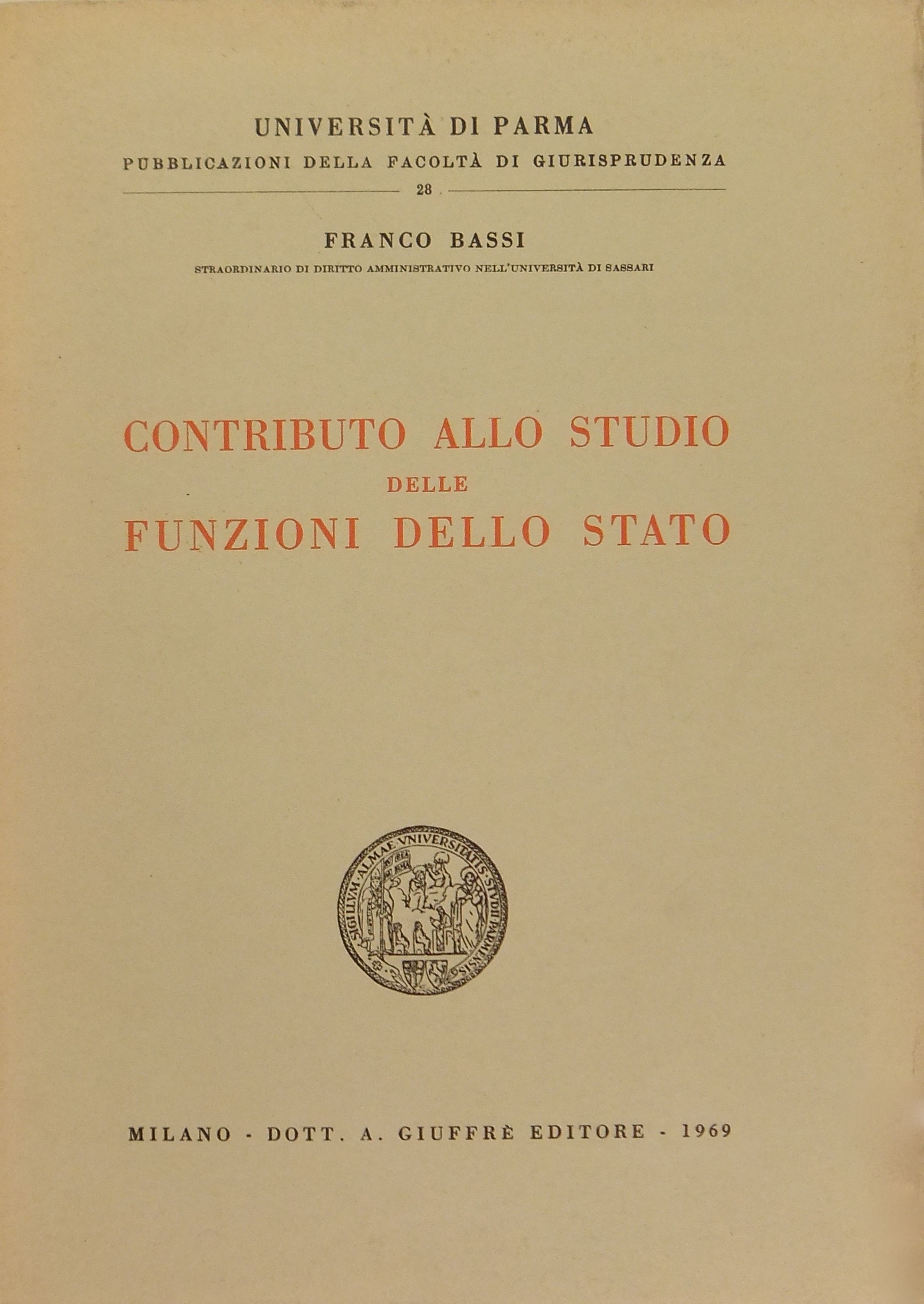 Contributo allo studio delle funzioni dello Stato