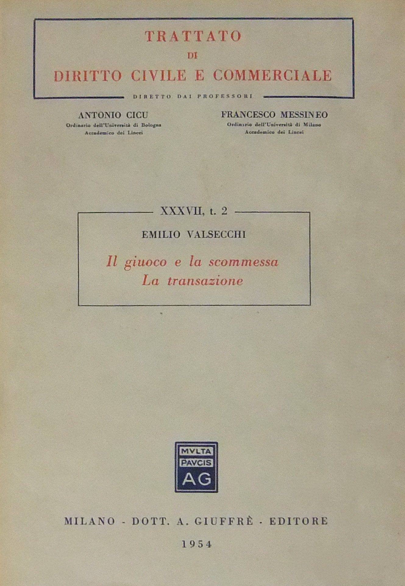 Giuoco e scommessa. Transazione