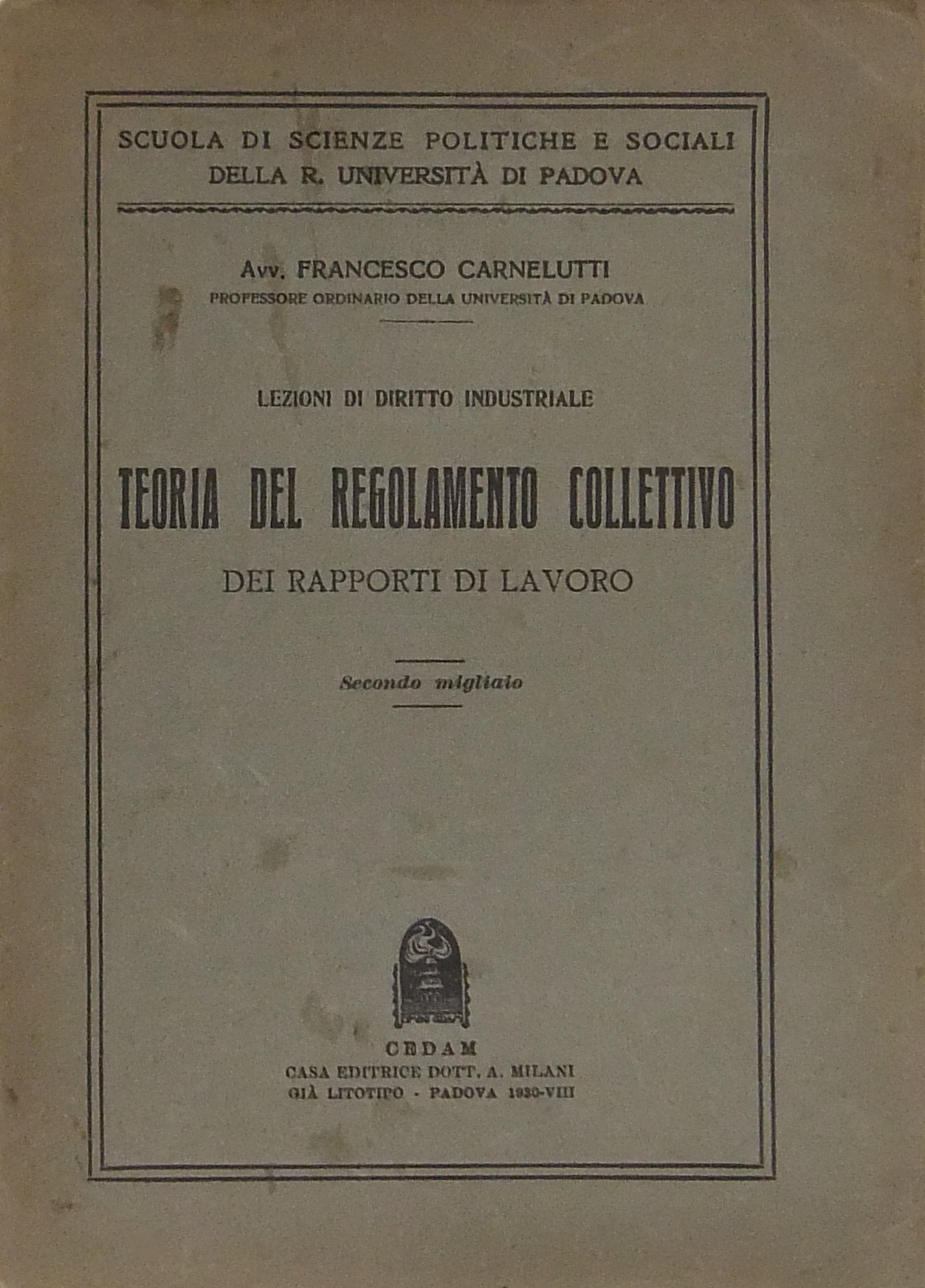 Lezioni di diritto industriale. Teoria del regolam