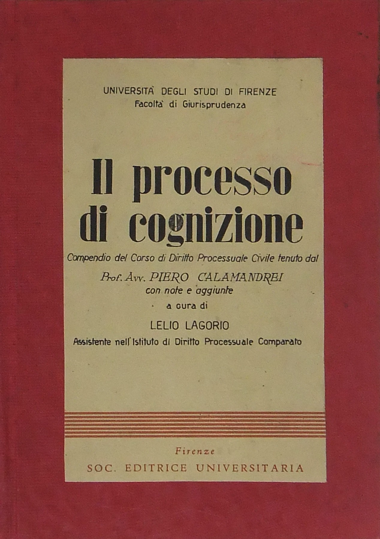 Il processo di cognizione. Compendio del corso di