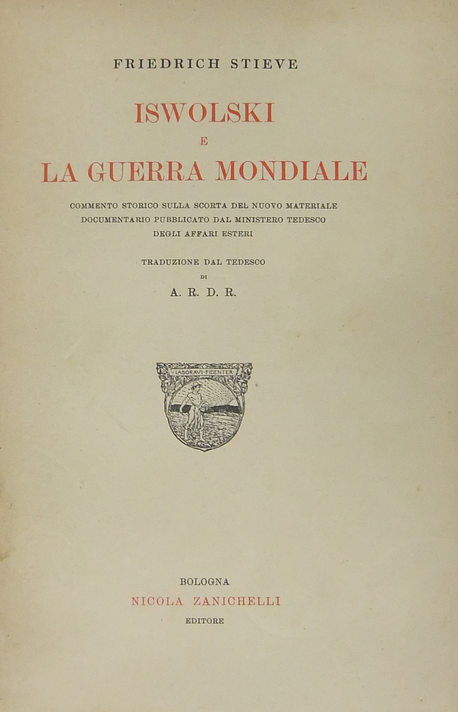 Iswolski e la guerra mondiale. Commento storico