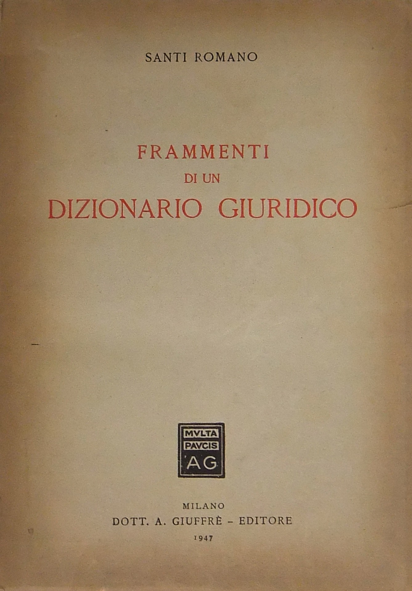 Frammenti di un dizionario giuridico