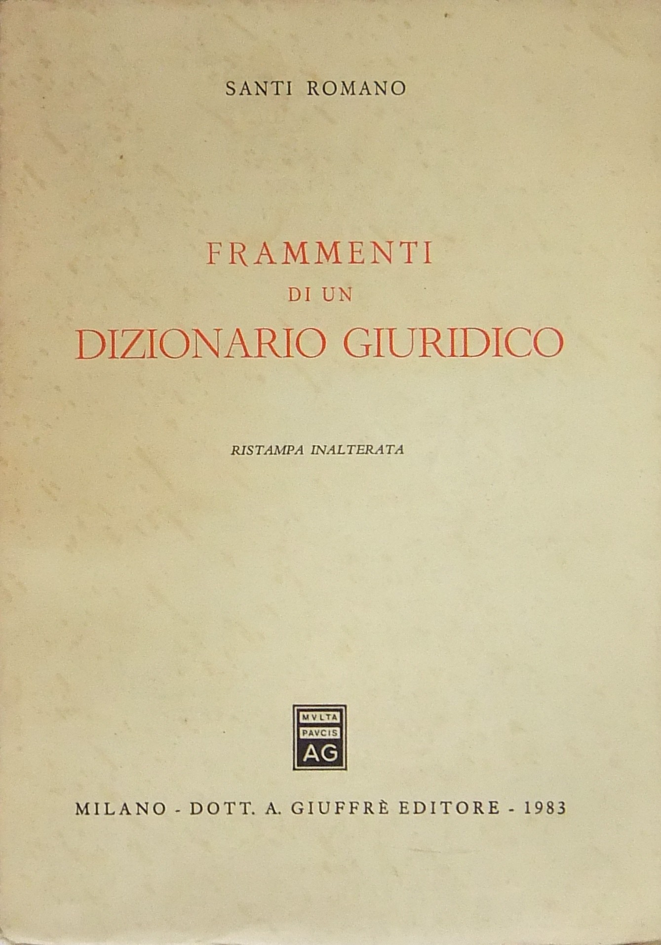 Frammenti di un dizionario giuridico
