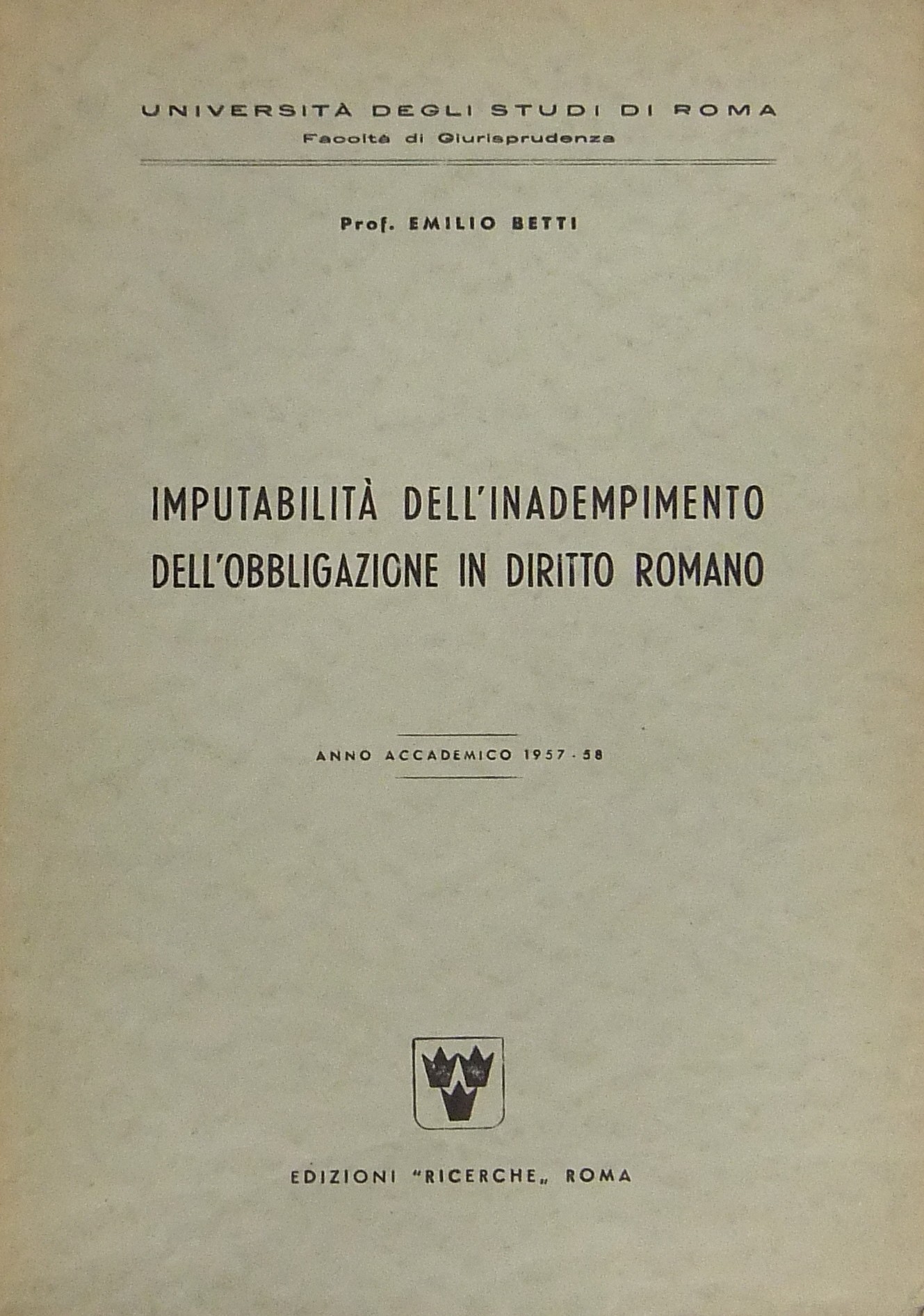 Imputabilità dell'inadempimento dell'obbligazione