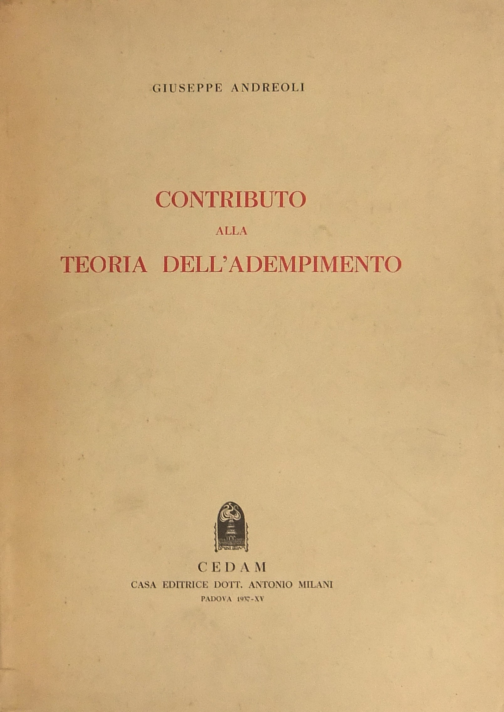 Contributo alla teoria dell'adempimento