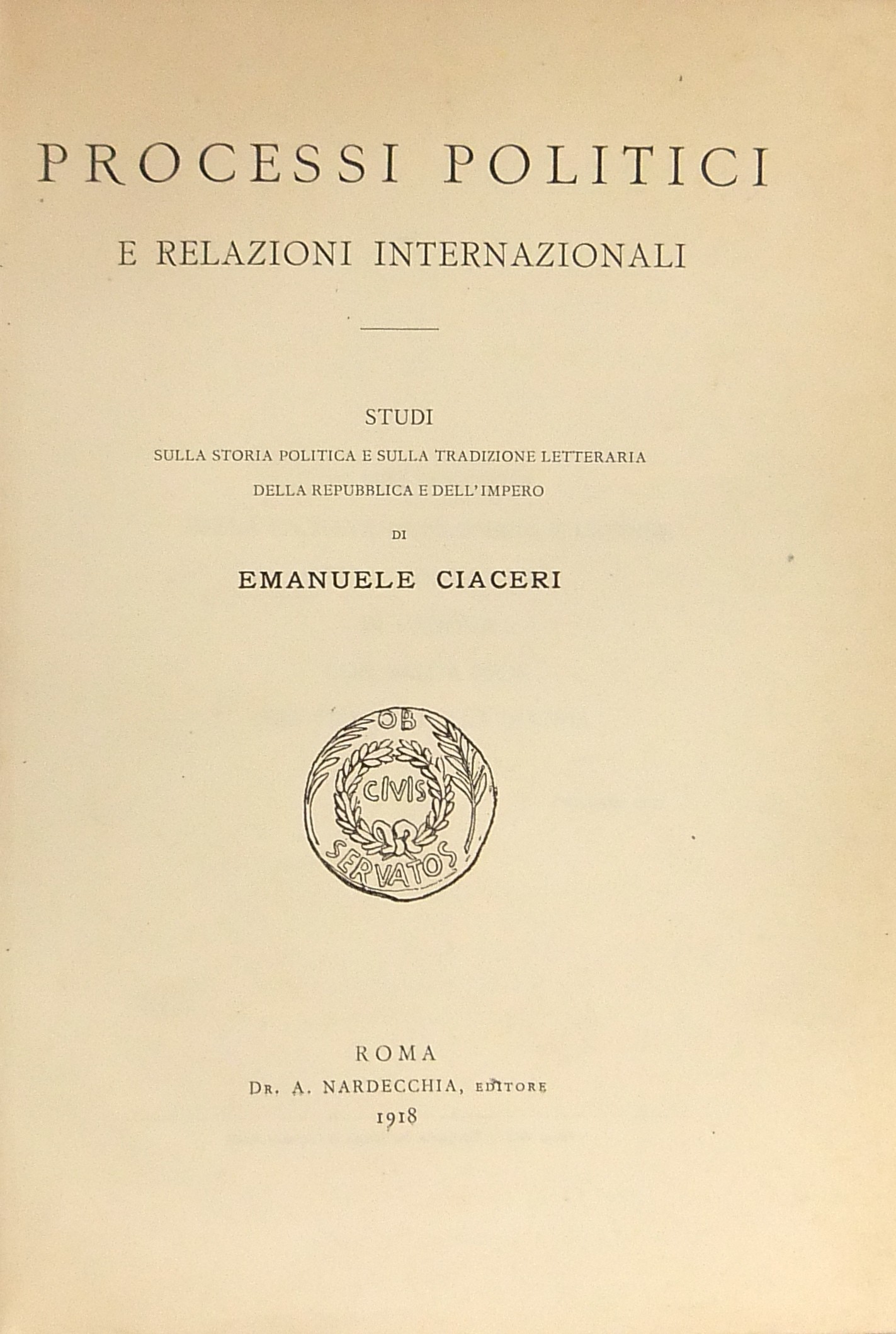 Processi politici e relazioni internazionali. Stud