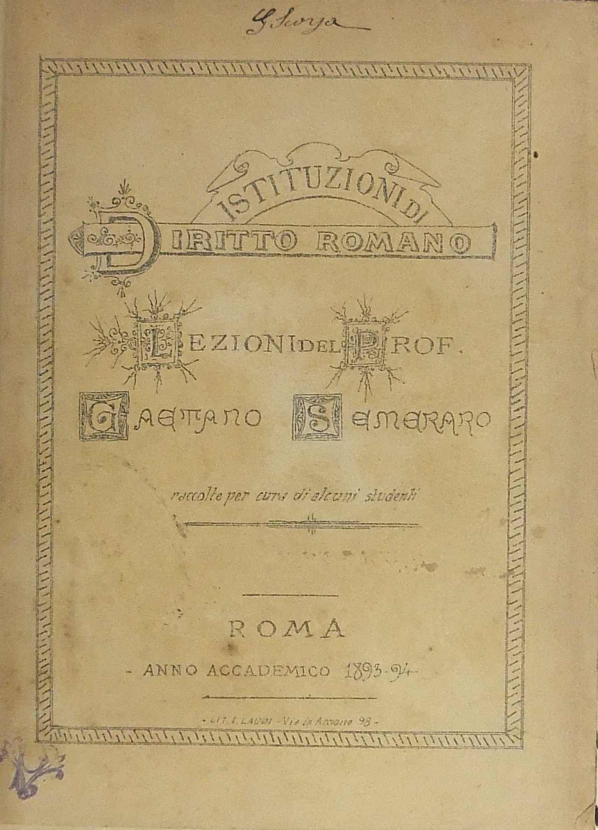 Istituzioni di diritto romano. Lezioni raccolte pe
