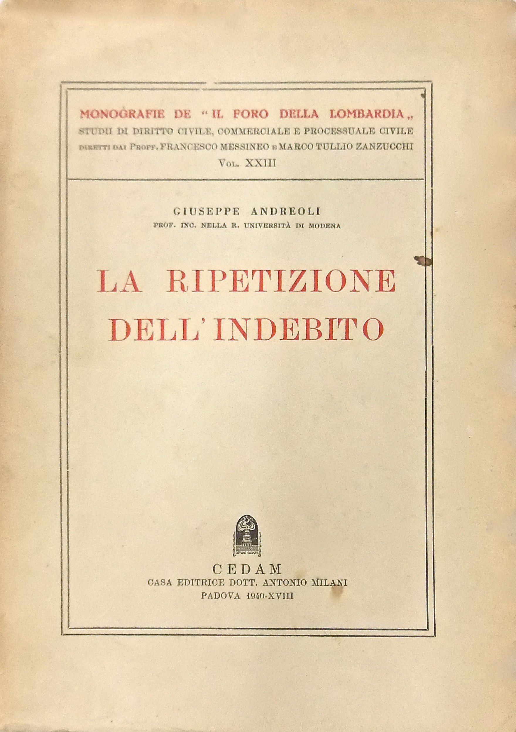 La ripetizione dell'indebito
