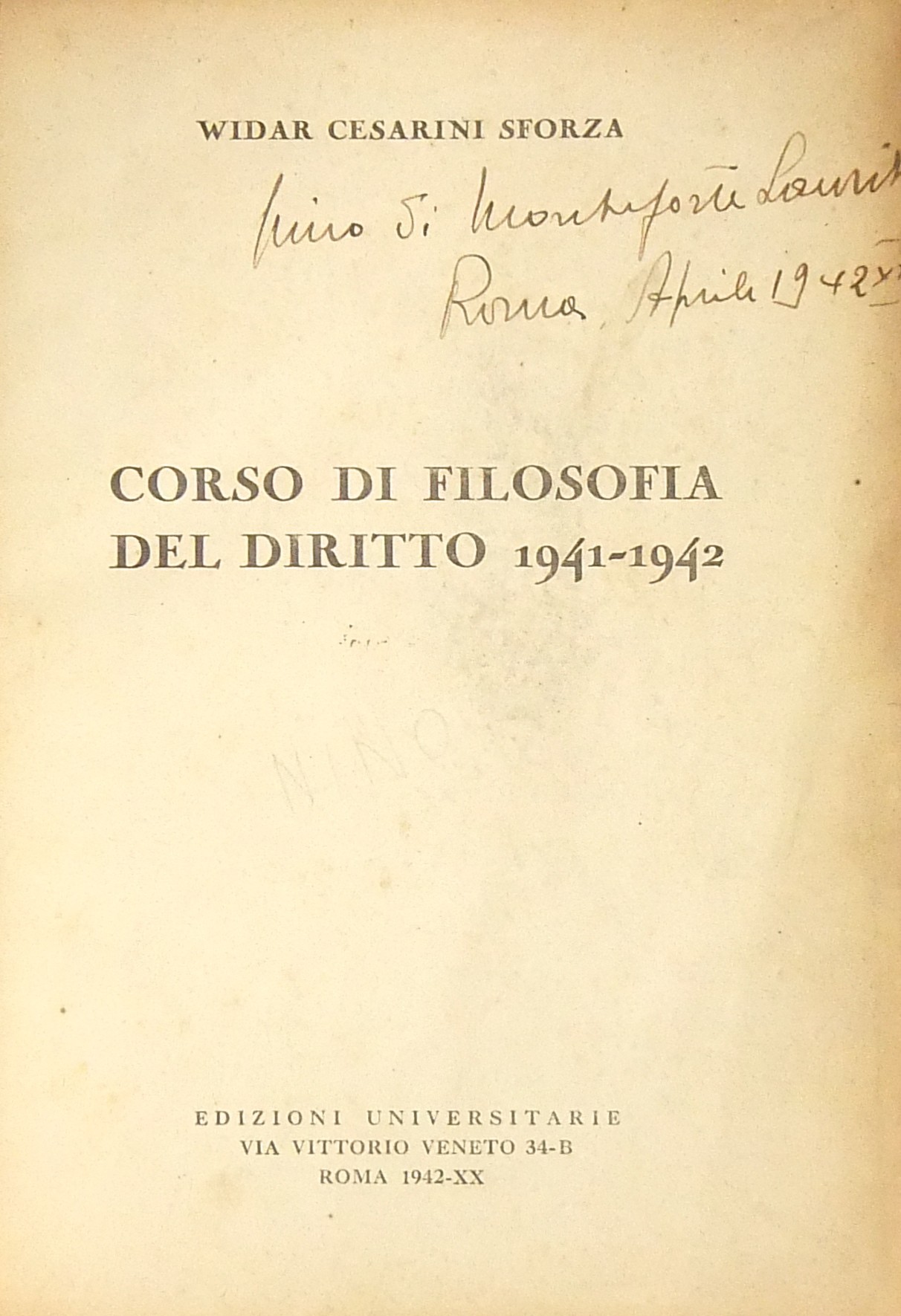 Corso di filosofia del diritto 1941-1942