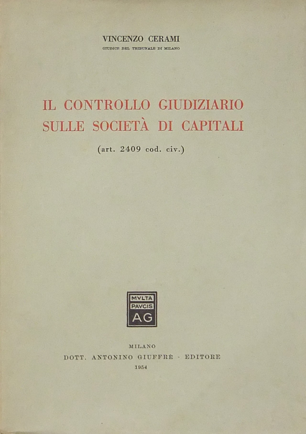 Il controllo giudiziario sulle società di capitali
