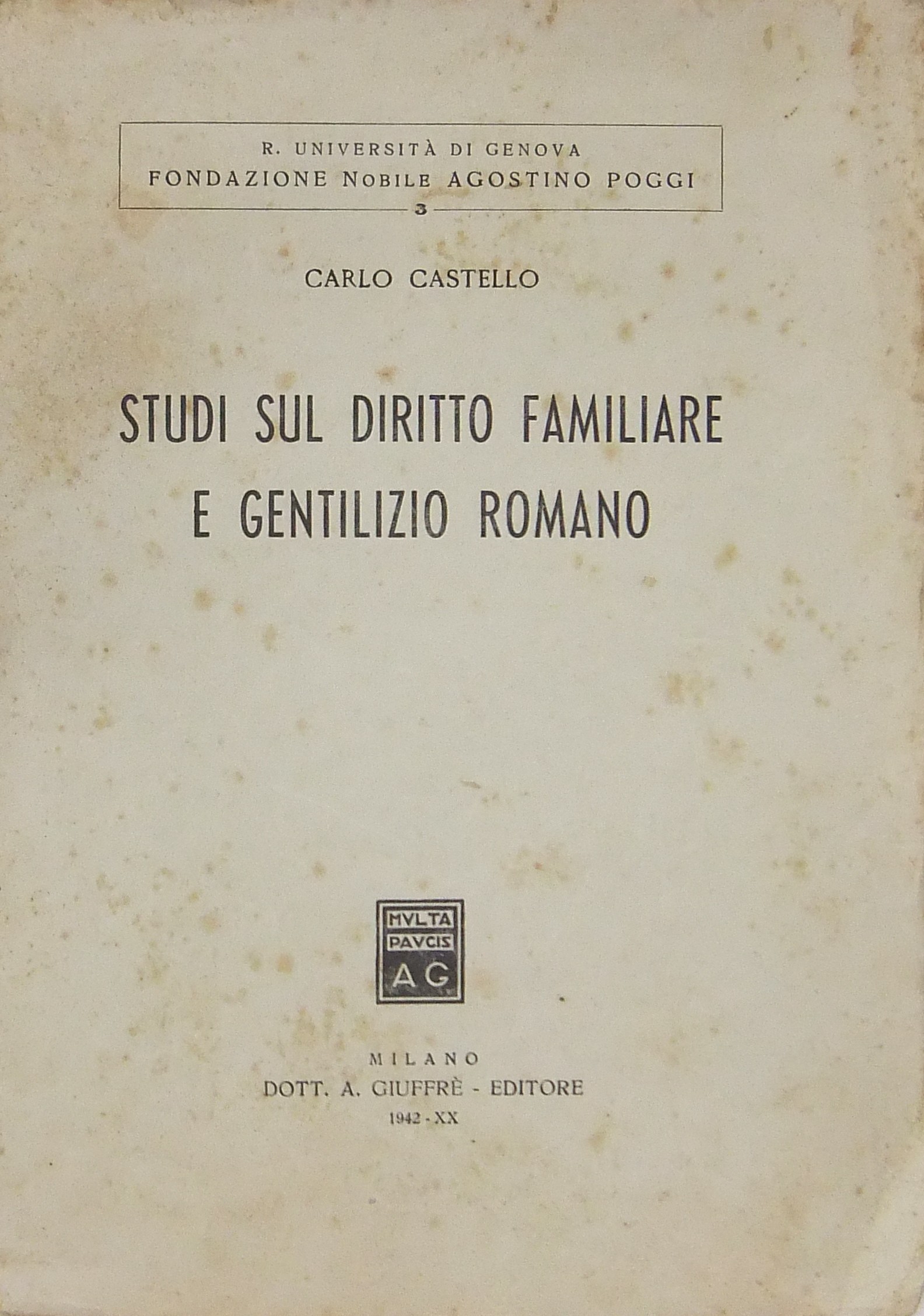 Studi sul diritto familiare e gentilizio romano