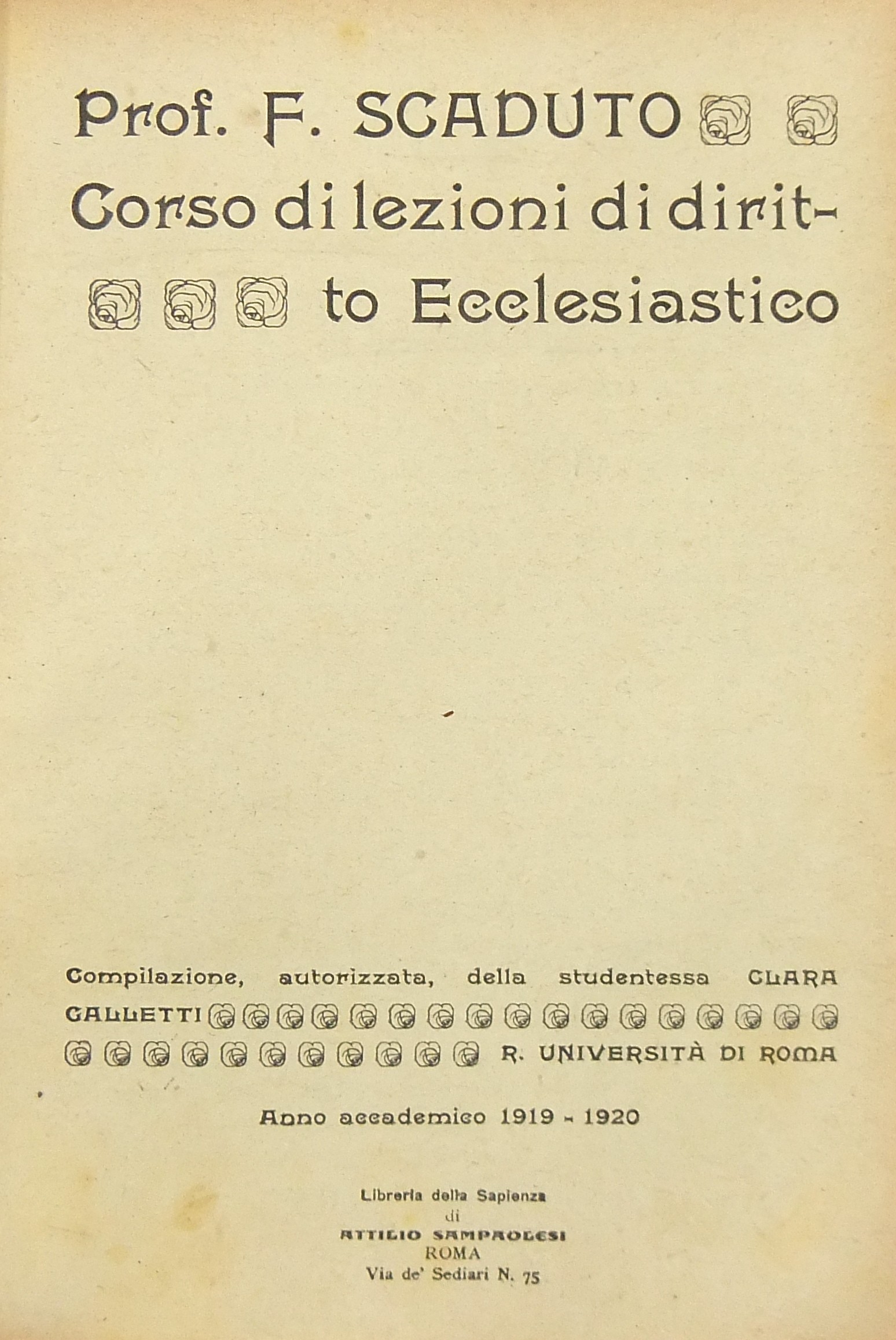 Corso di lezioni di diritto ecclesiastico. Compila