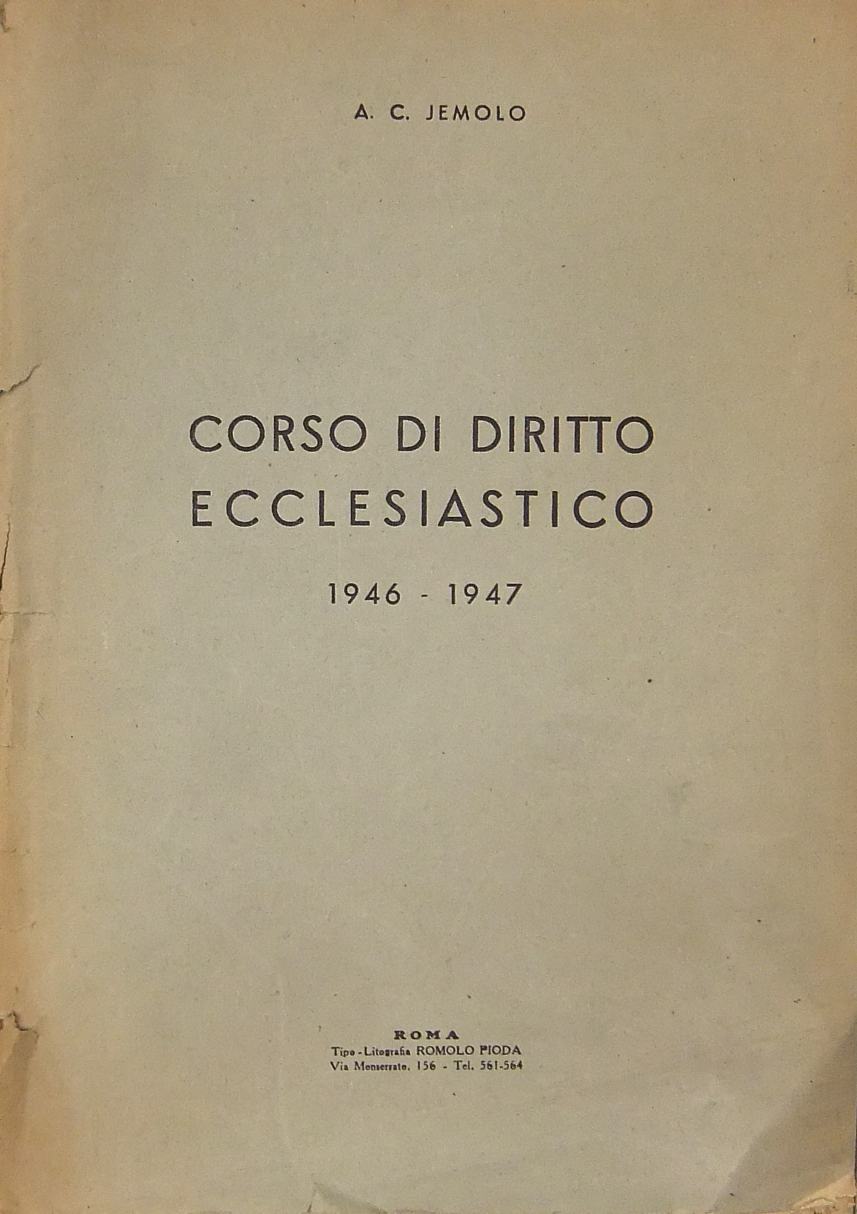 Corso di diritto ecclesiastico (1946-1947)