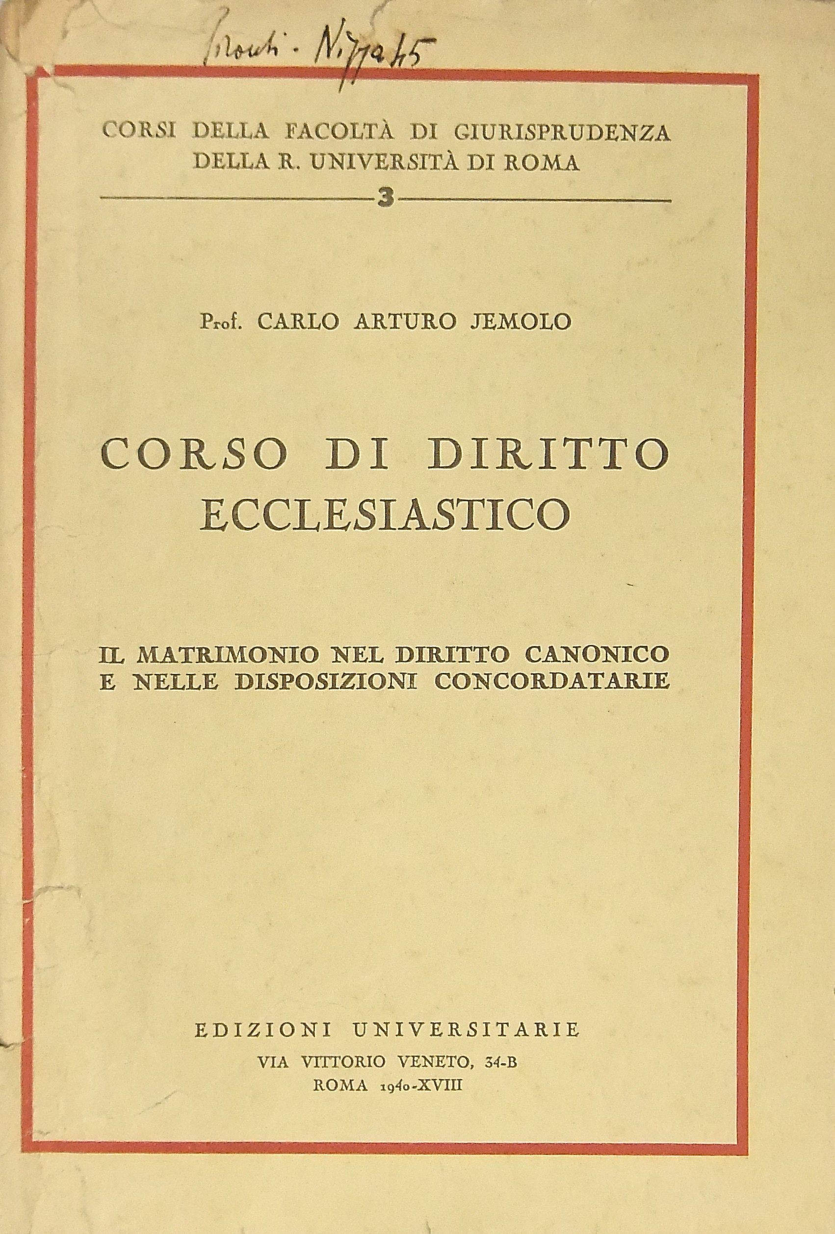 Corso di diritto ecclesiastico. Il matrimonio nel