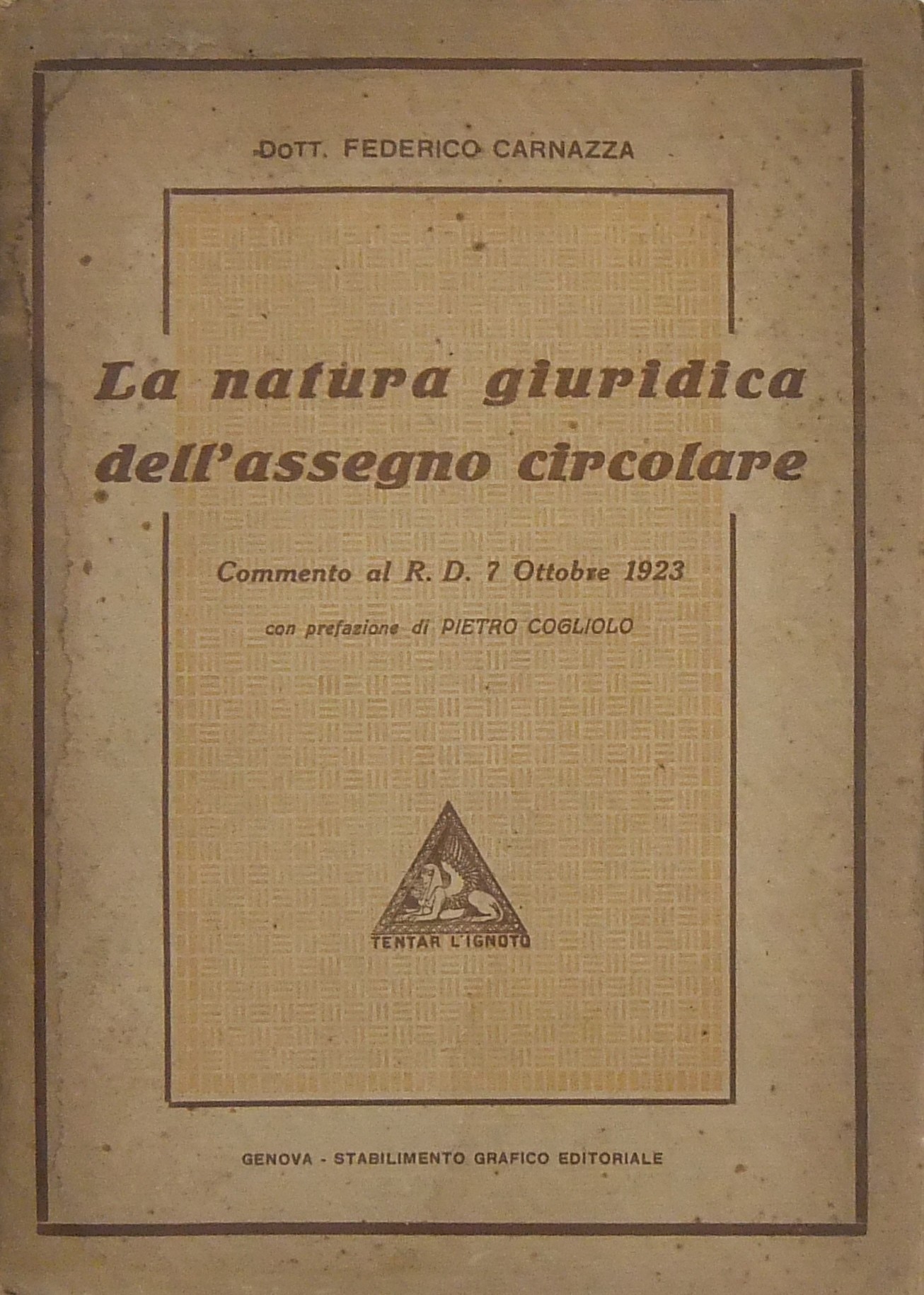 La natura giuridica dell'assegno circolare. Commen