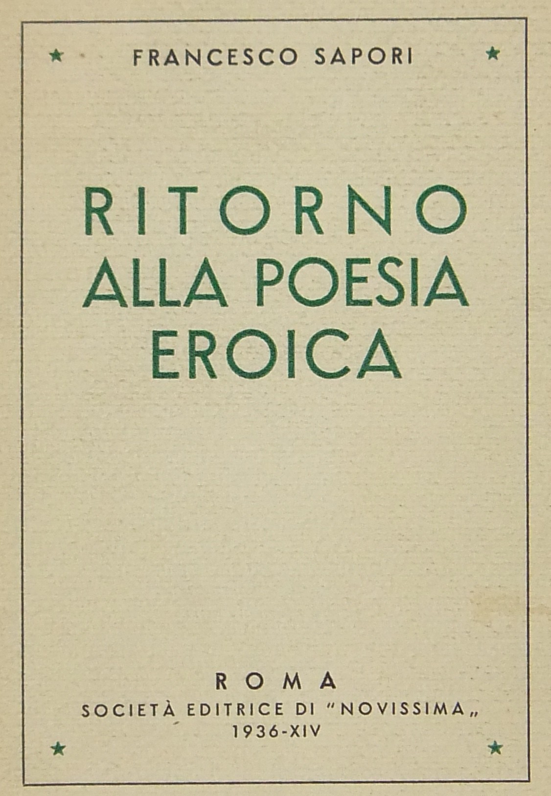 Ritorno alla poesia eroica