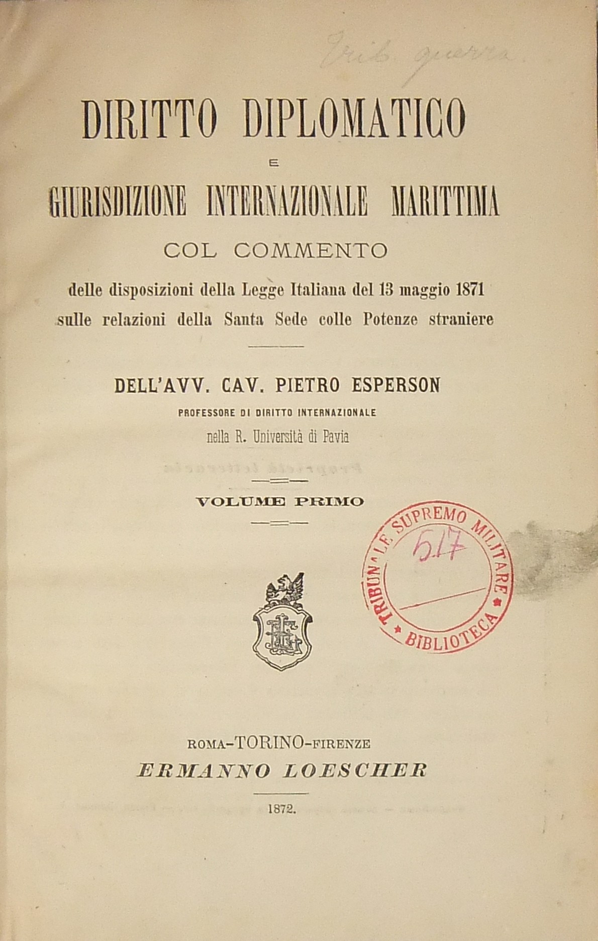 Diritto diplomatico e giurisdizione internazionale