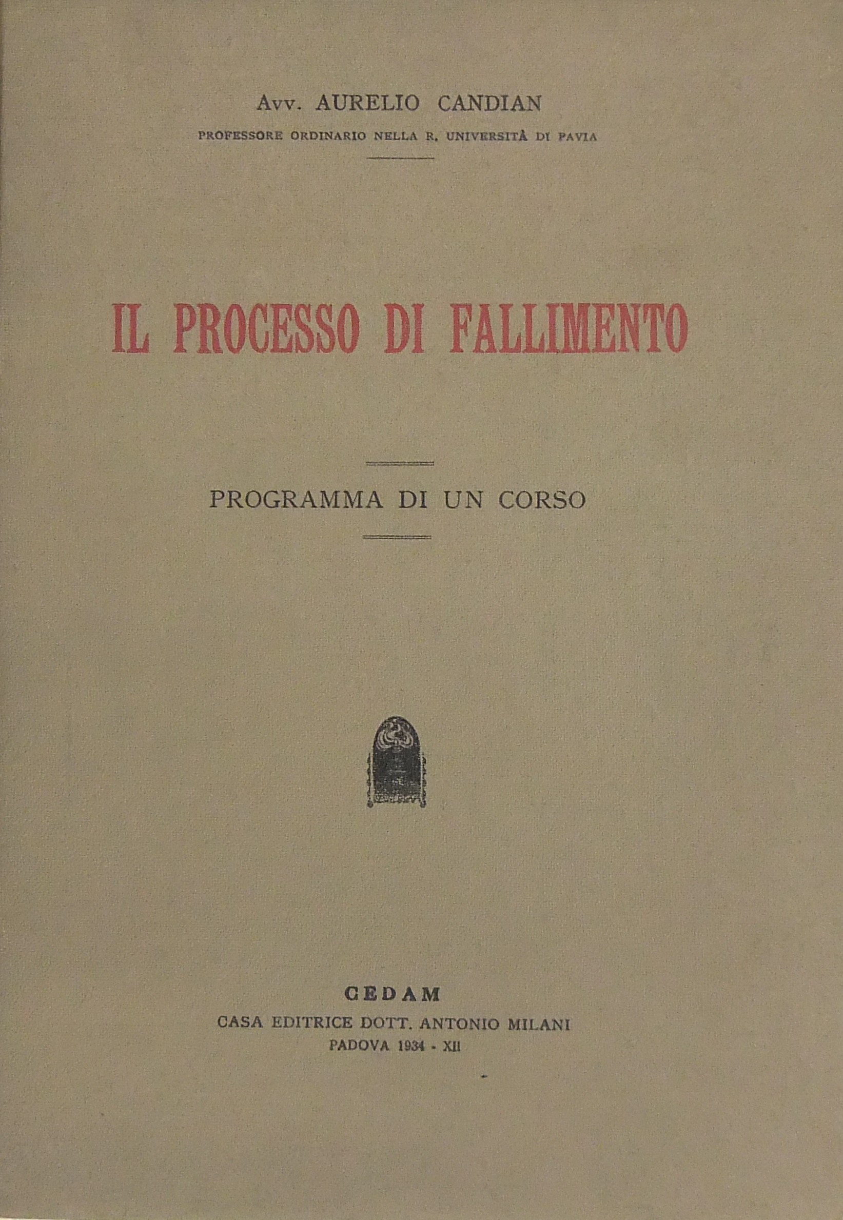 Il processo di fallimento. Programma di un corso