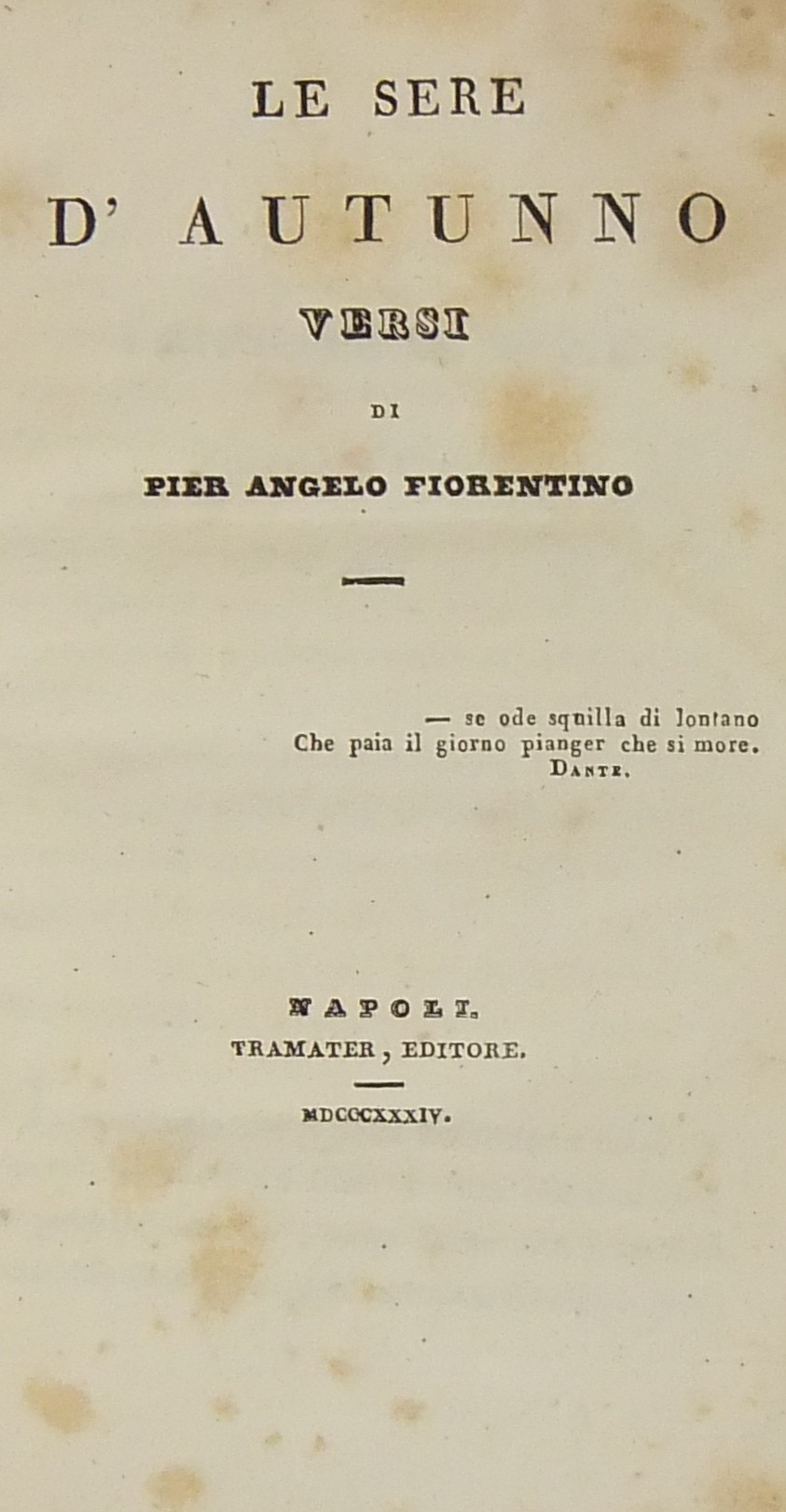 Le sere d'Autunno. Versi