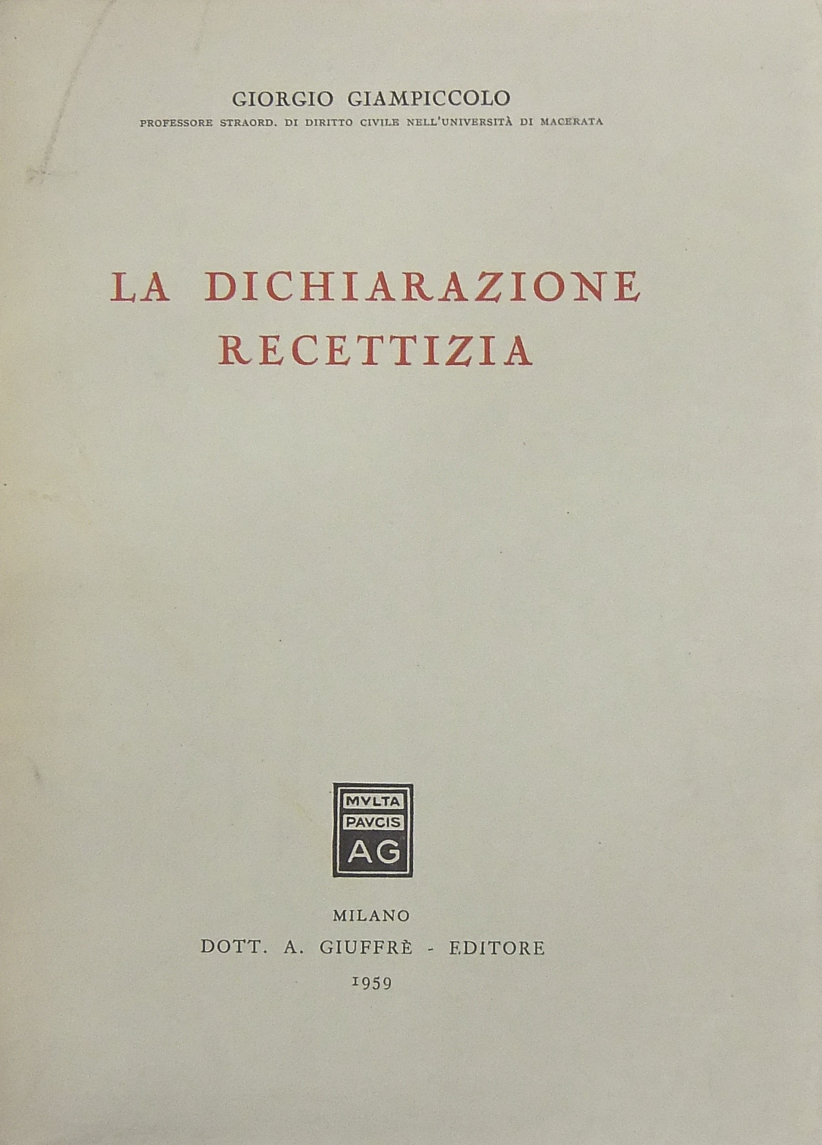 La dichiarazione recettizia