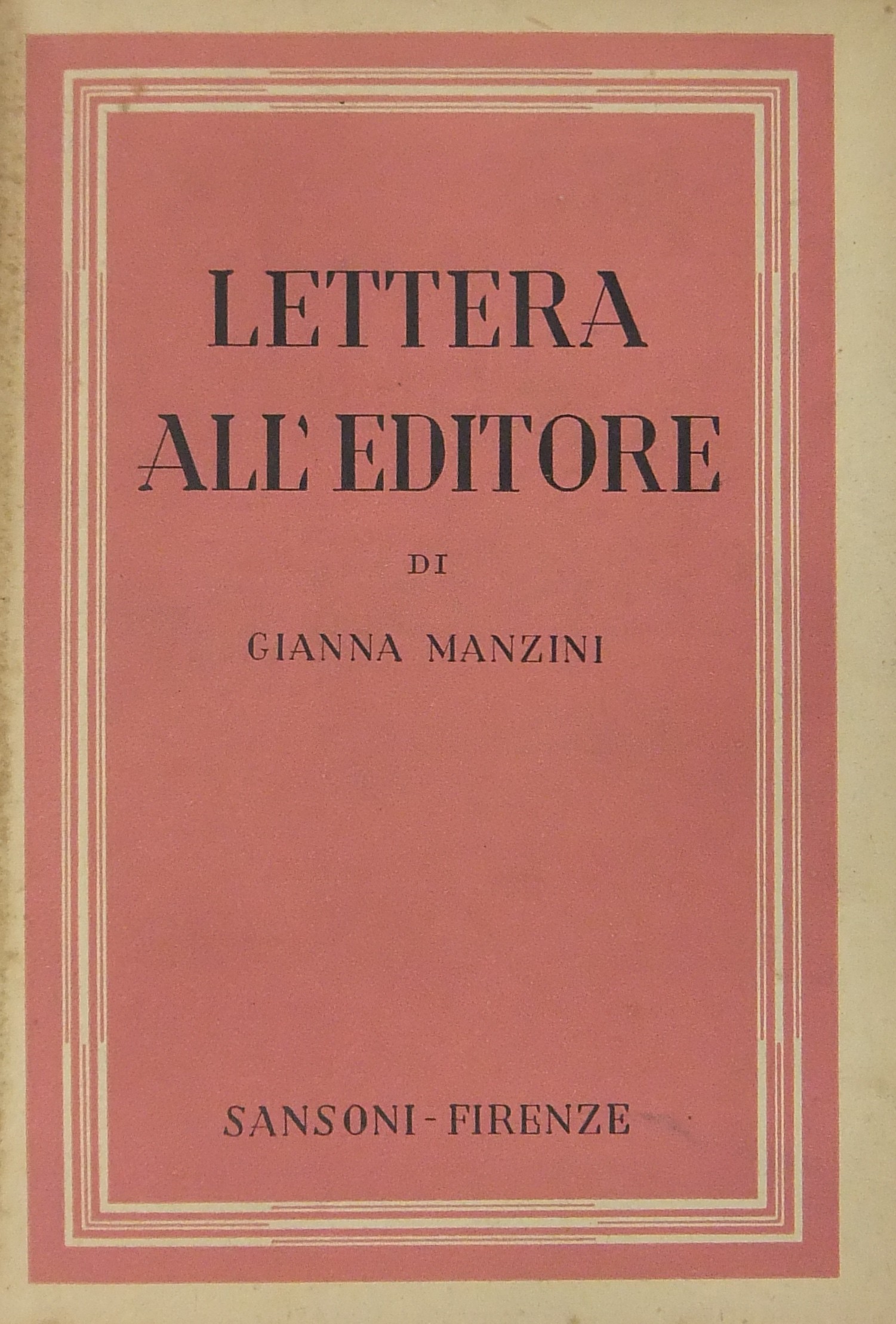 Lettera all'editore