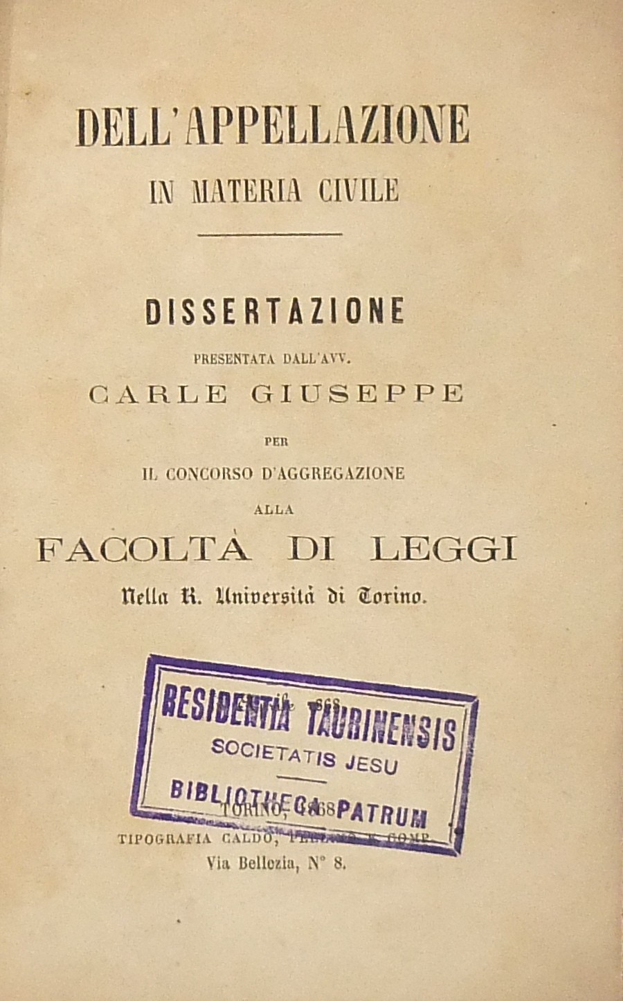 Dell'appellazione in materia civile. Dissertazione