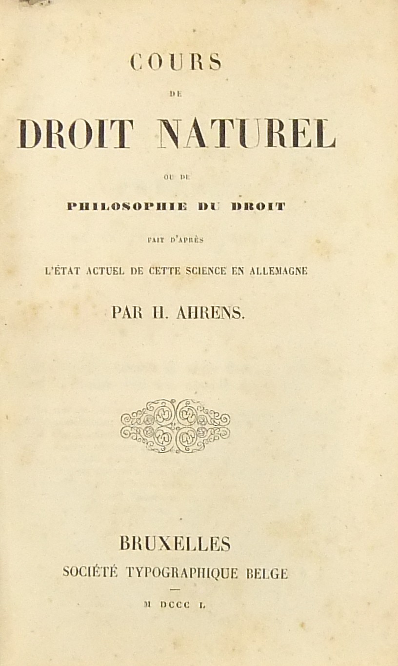 Cours de droit naturel ou de philosophie du droit