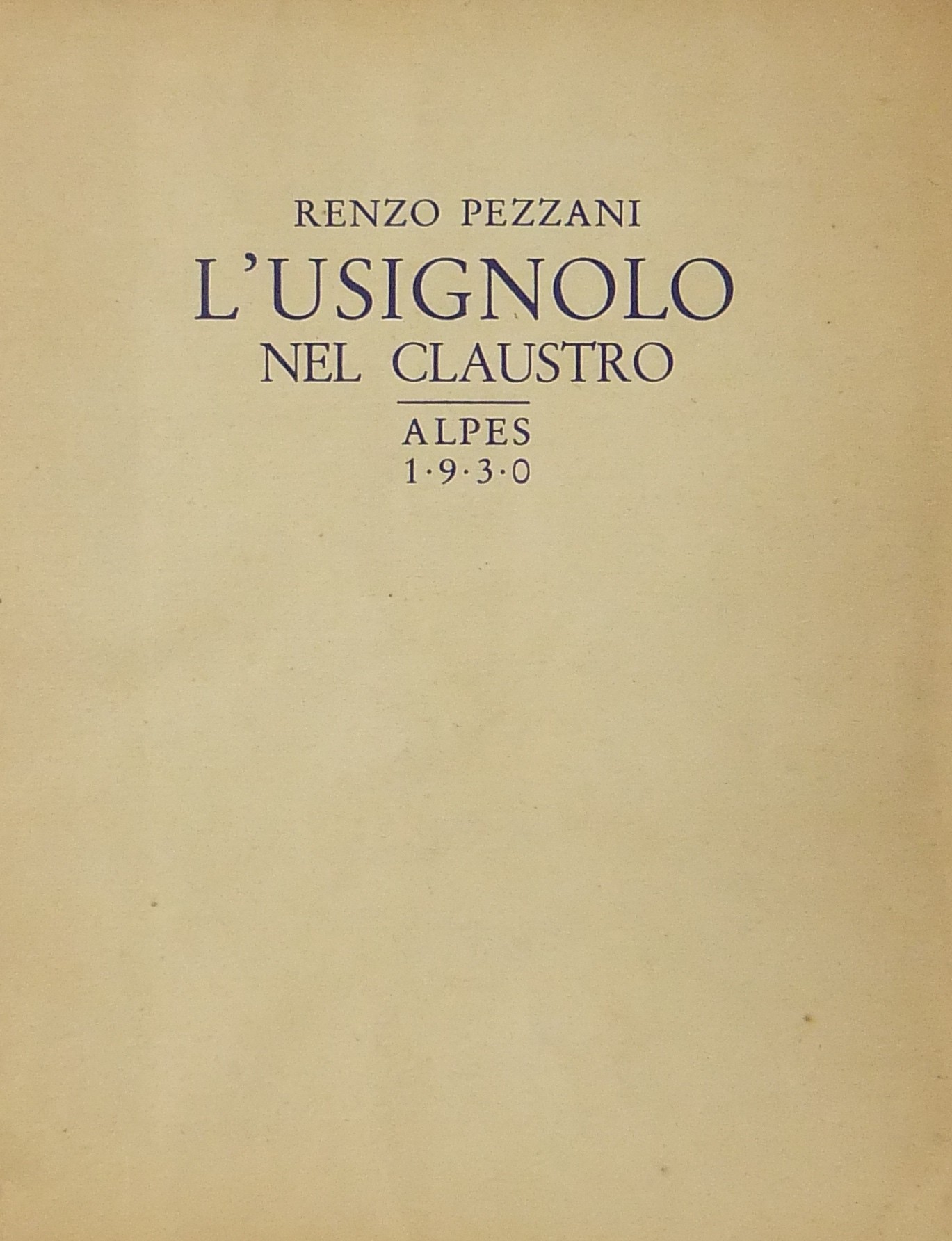 L'usignolo nel claustro. Liriche