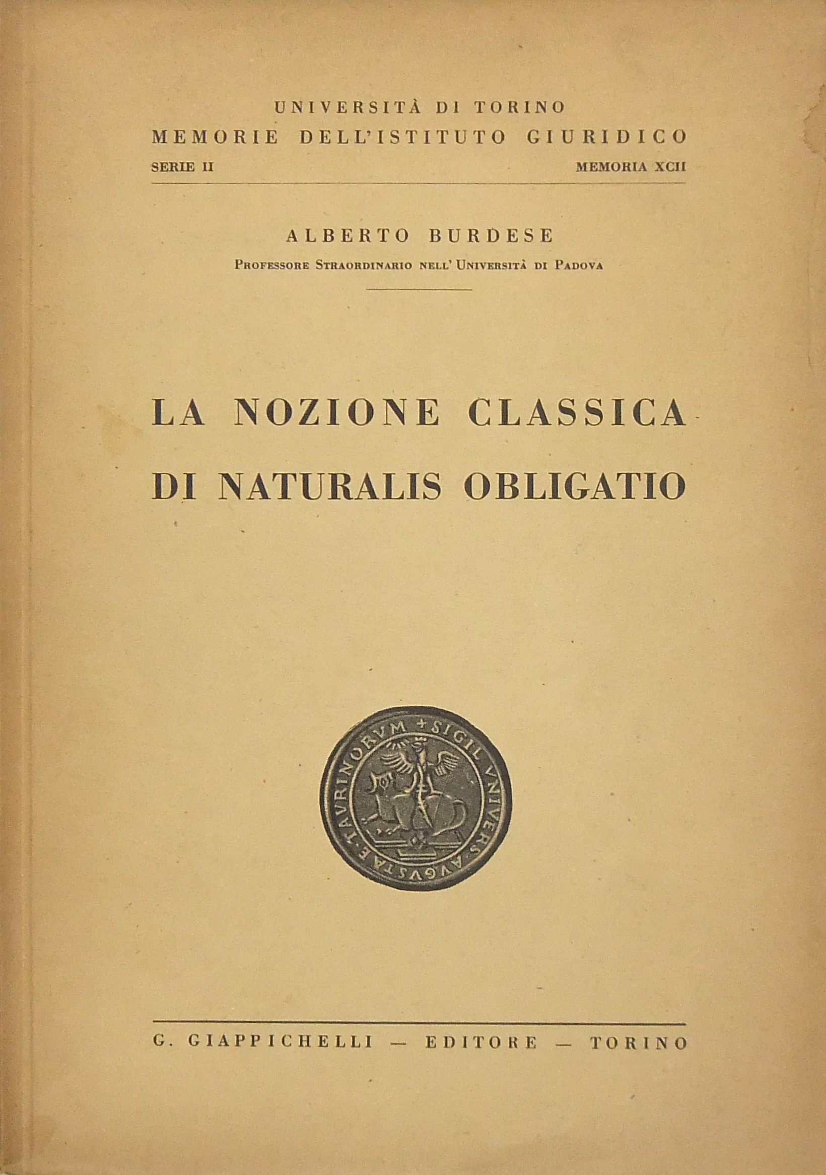 La nozione classica di naturalis obligatio