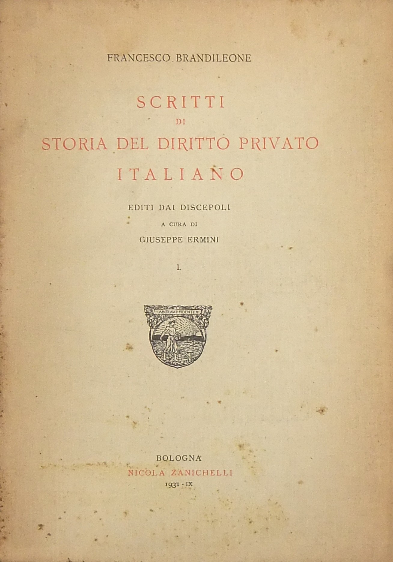 Scritti di storia del diritto italiano edita dai d