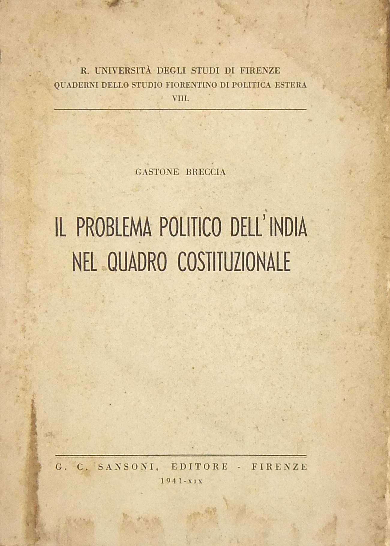 Il problema politico dell'India nel quadro costituzionale