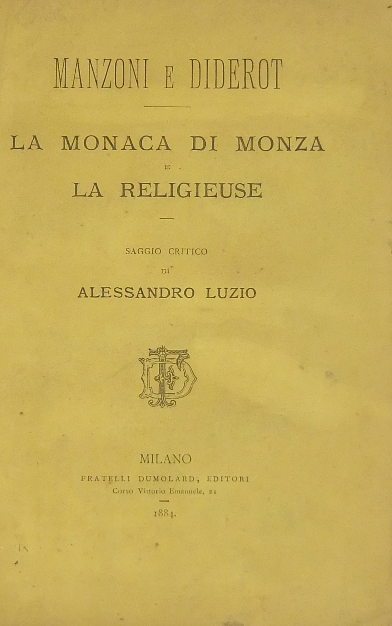 Manzoni e Diderot. La monaca di Monza e la religie