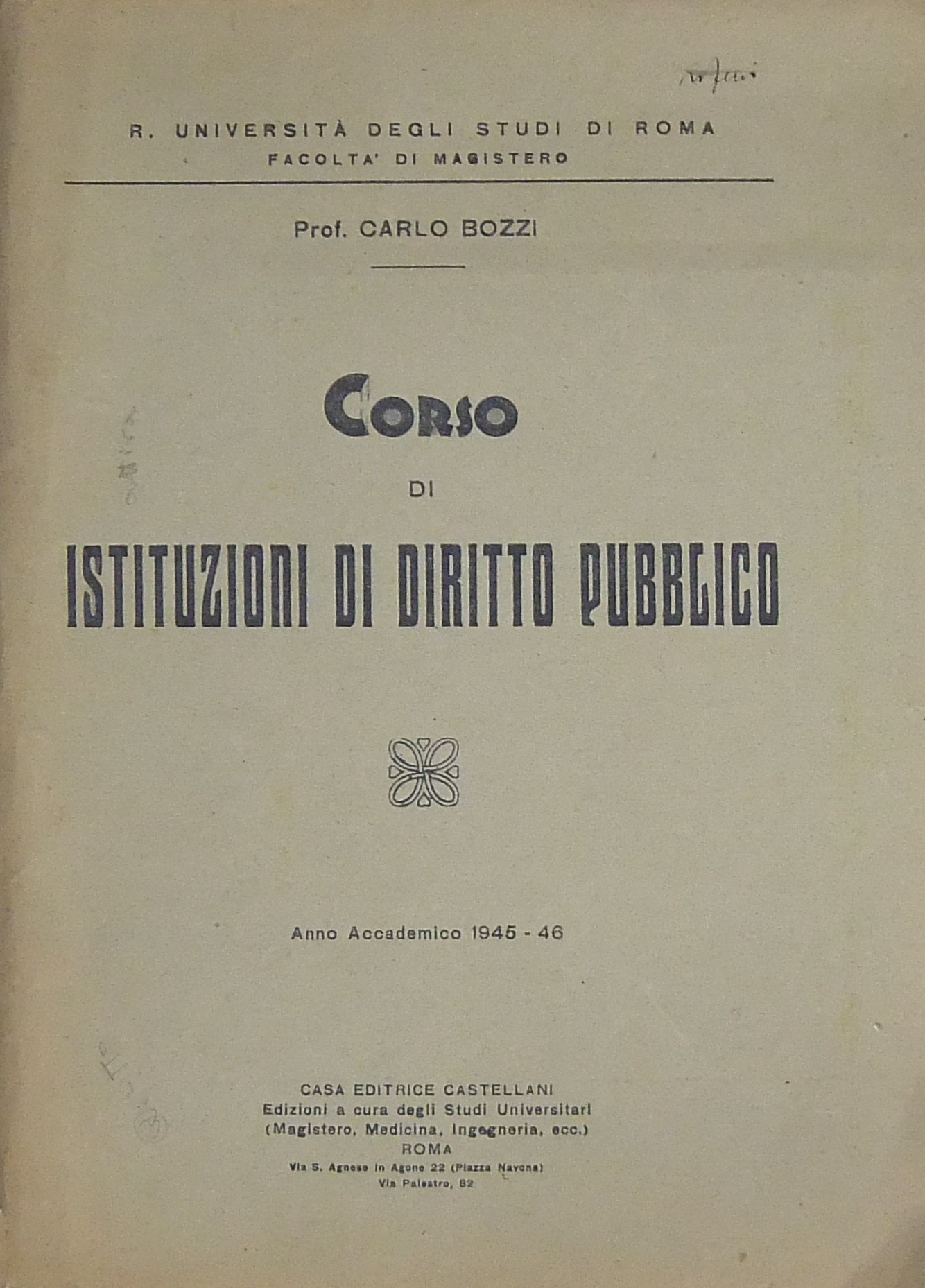 Corso di istituzioni di diritto pubblico. Anno acc